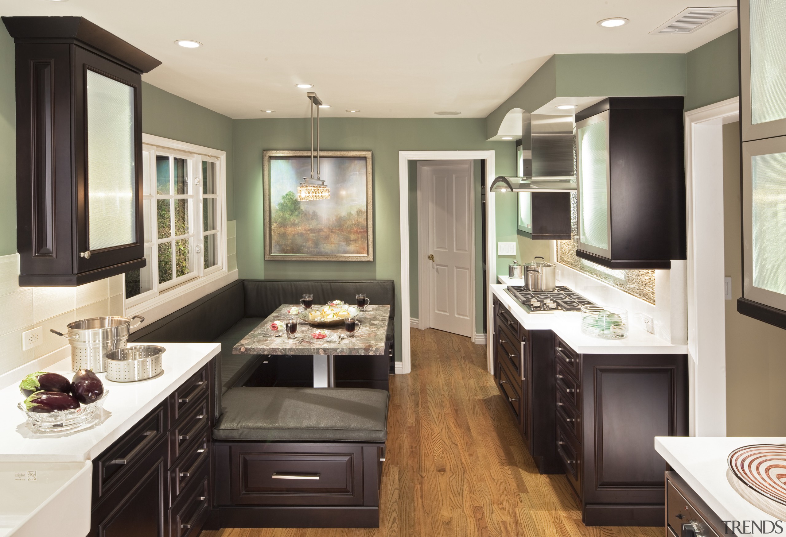 Kitchen with dark colours &amp; classical style - cabinetry, countertop, cuisine classique, interior design, kitchen, room, white