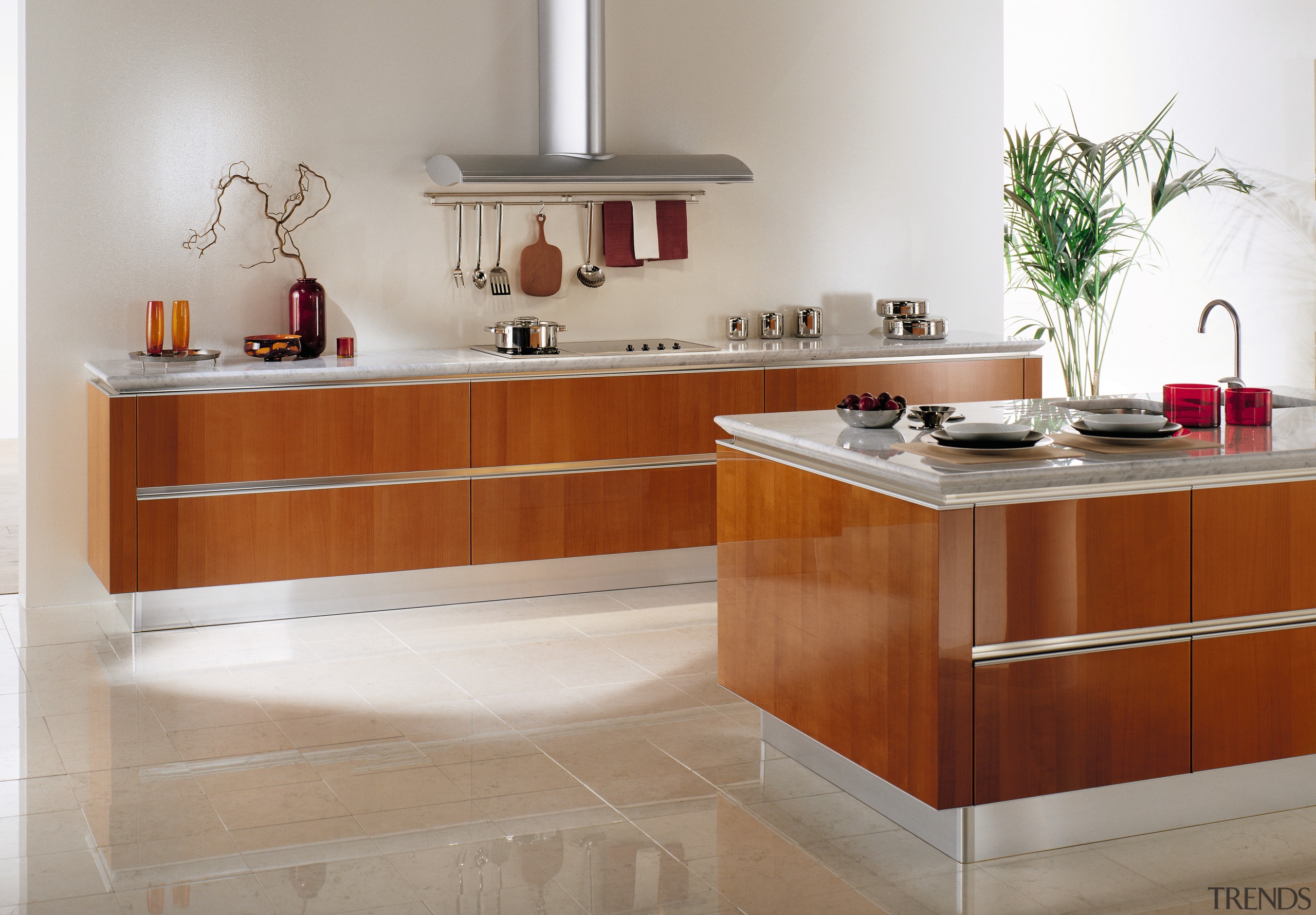 View of this contemporary kitchen - View of cabinetry, countertop, cuisine classique, drawer, floor, flooring, furniture, hardwood, interior design, kitchen, product design, tap, gray, brown