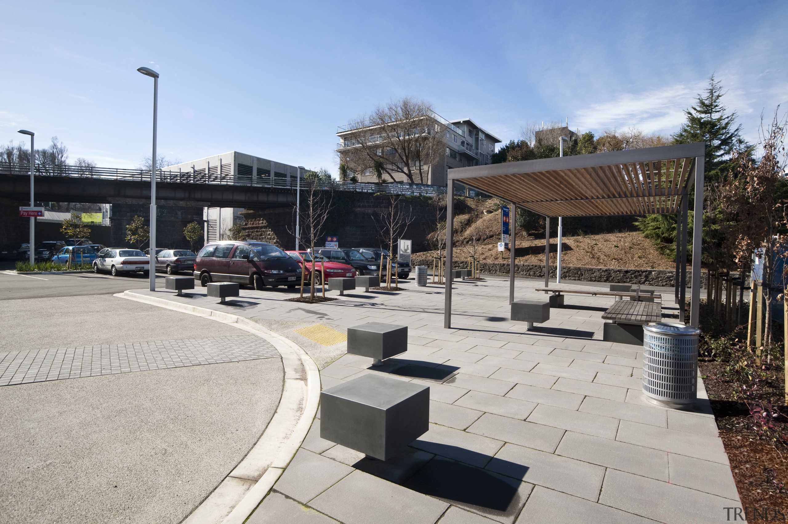 Exterior view of the carpark area - Exterior architecture, real estate, gray, teal