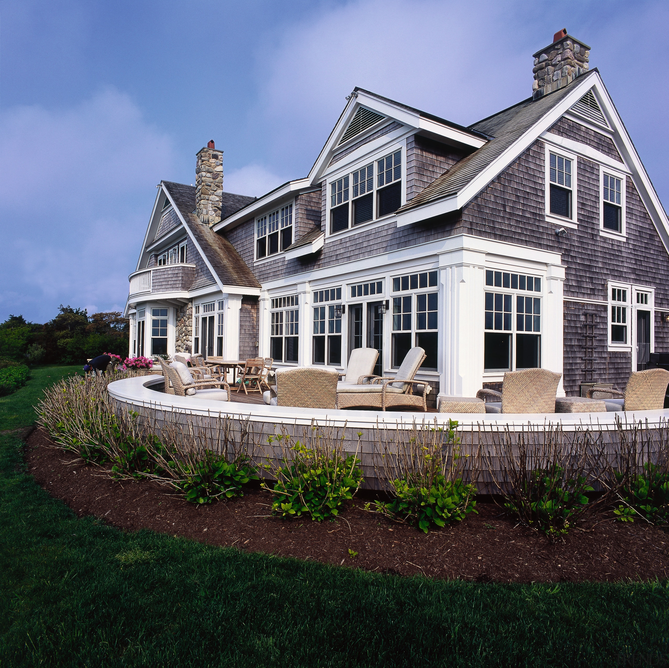 Exterior view of this traditional home - Exterior building, cottage, estate, facade, farmhouse, historic house, home, house, landscaping, mansion, neighbourhood, outdoor structure, property, real estate, residential area, siding, sky, suburb, window, black