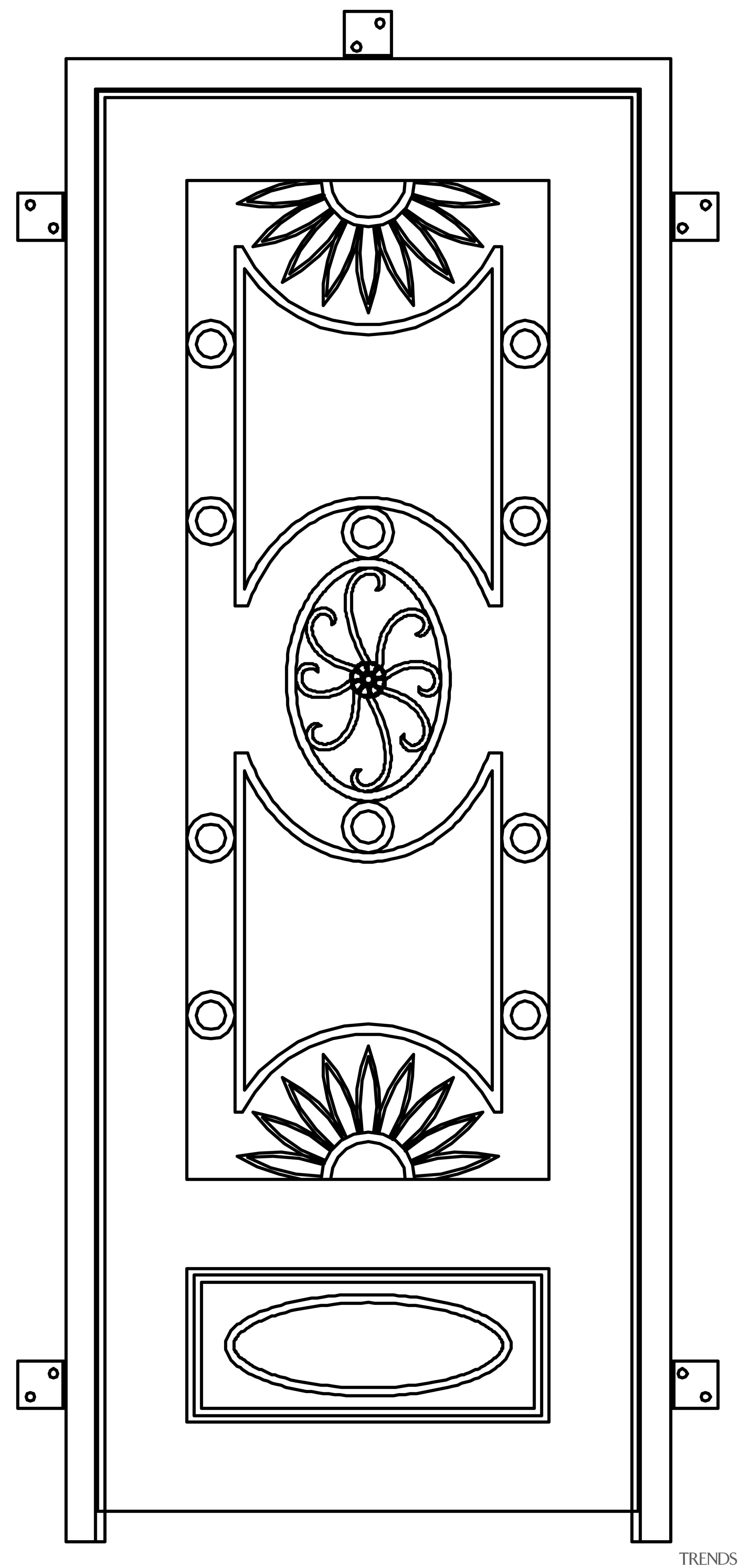 Architectural view of an Iron door design - area, black and white, design, drawing, font, line, line art, monochrome, pattern, product, structure, text, white, white