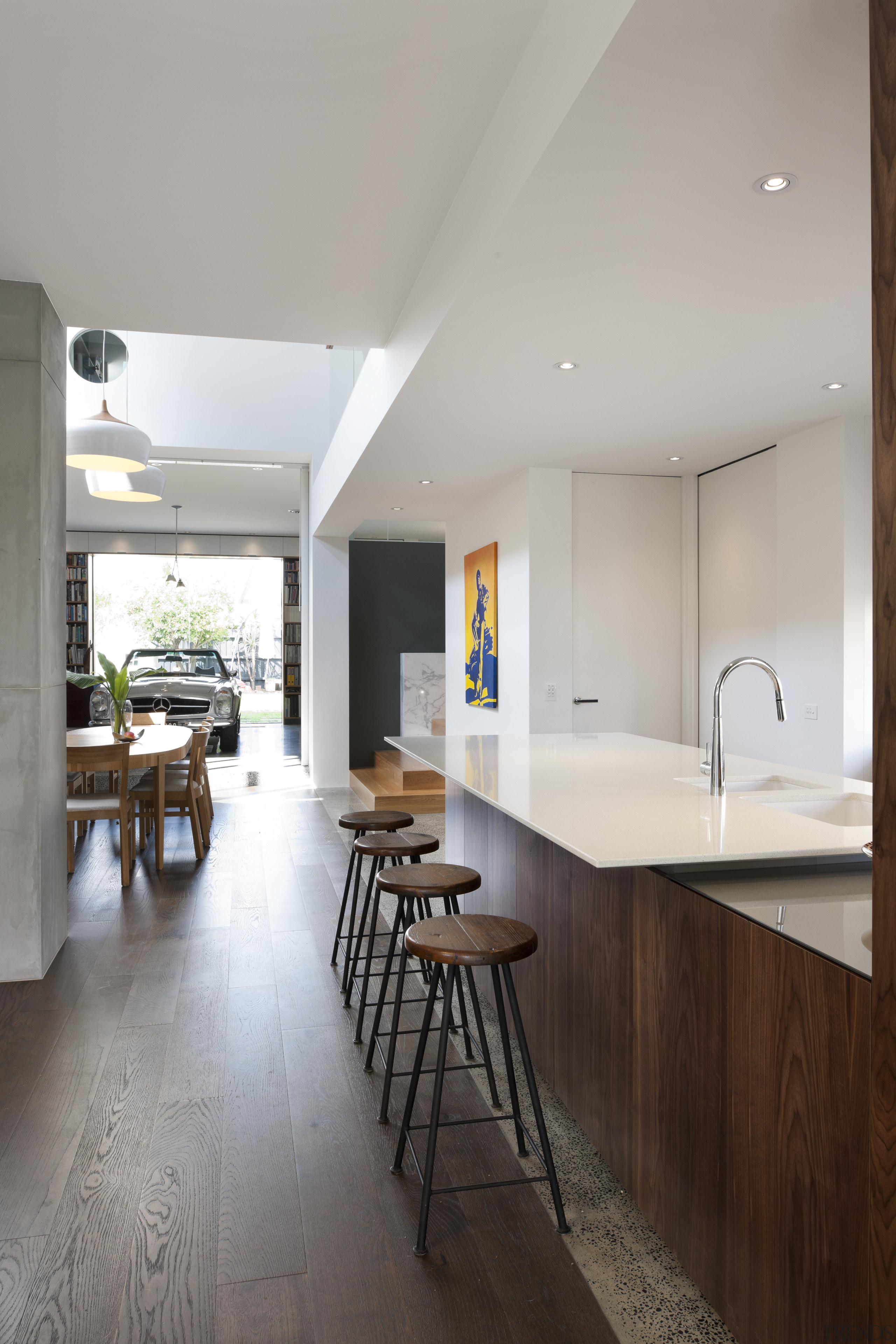 Taras Wolf contemporary family home - Taras Wolf architecture, ceiling, countertop, floor, home, house, interior design, kitchen, real estate, room, sink, wood flooring, gray