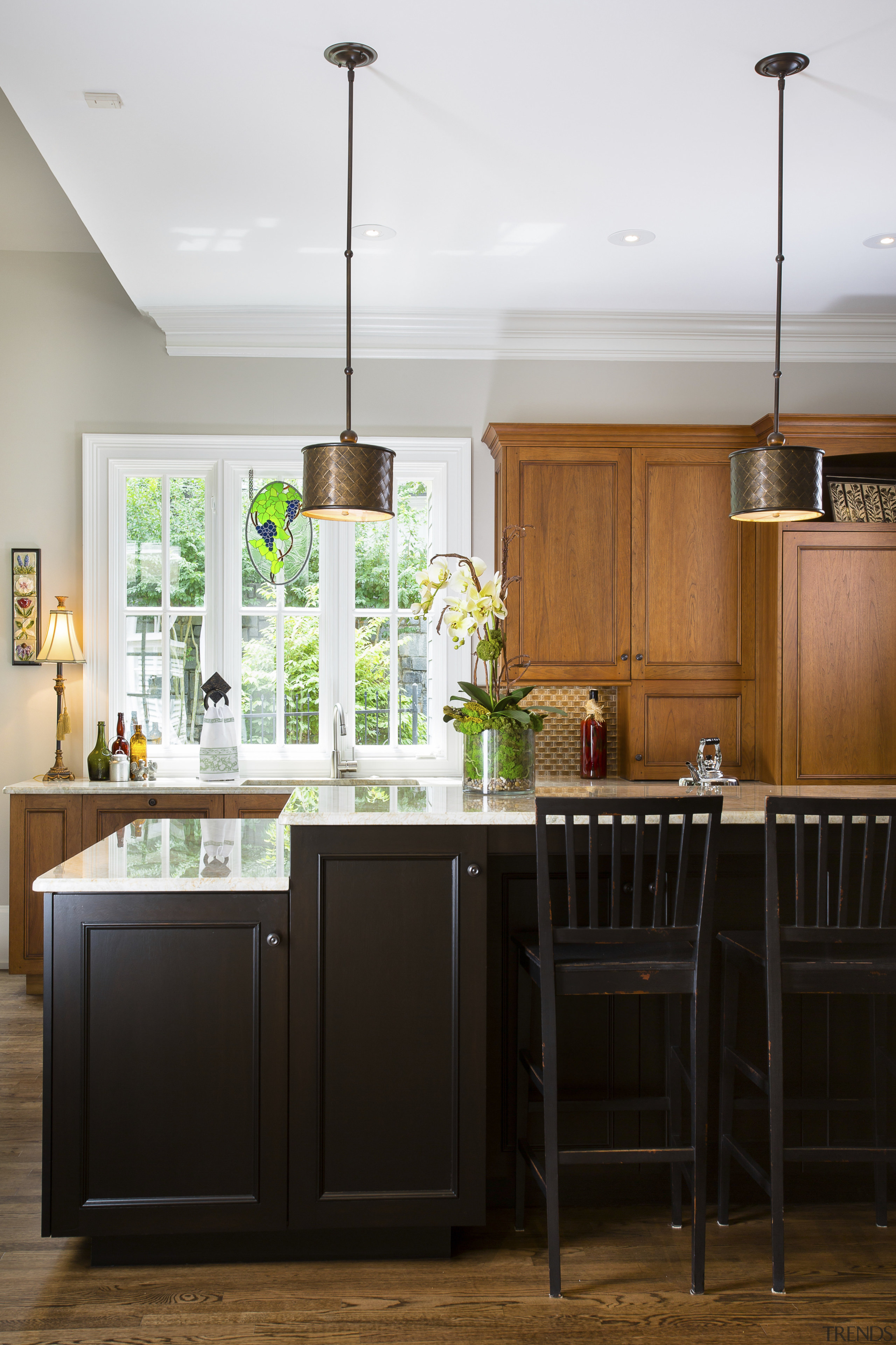 New cabinetry in this kitchen remodel features cornices cabinetry, ceiling, countertop, cuisine classique, interior design, kitchen, room, black, white