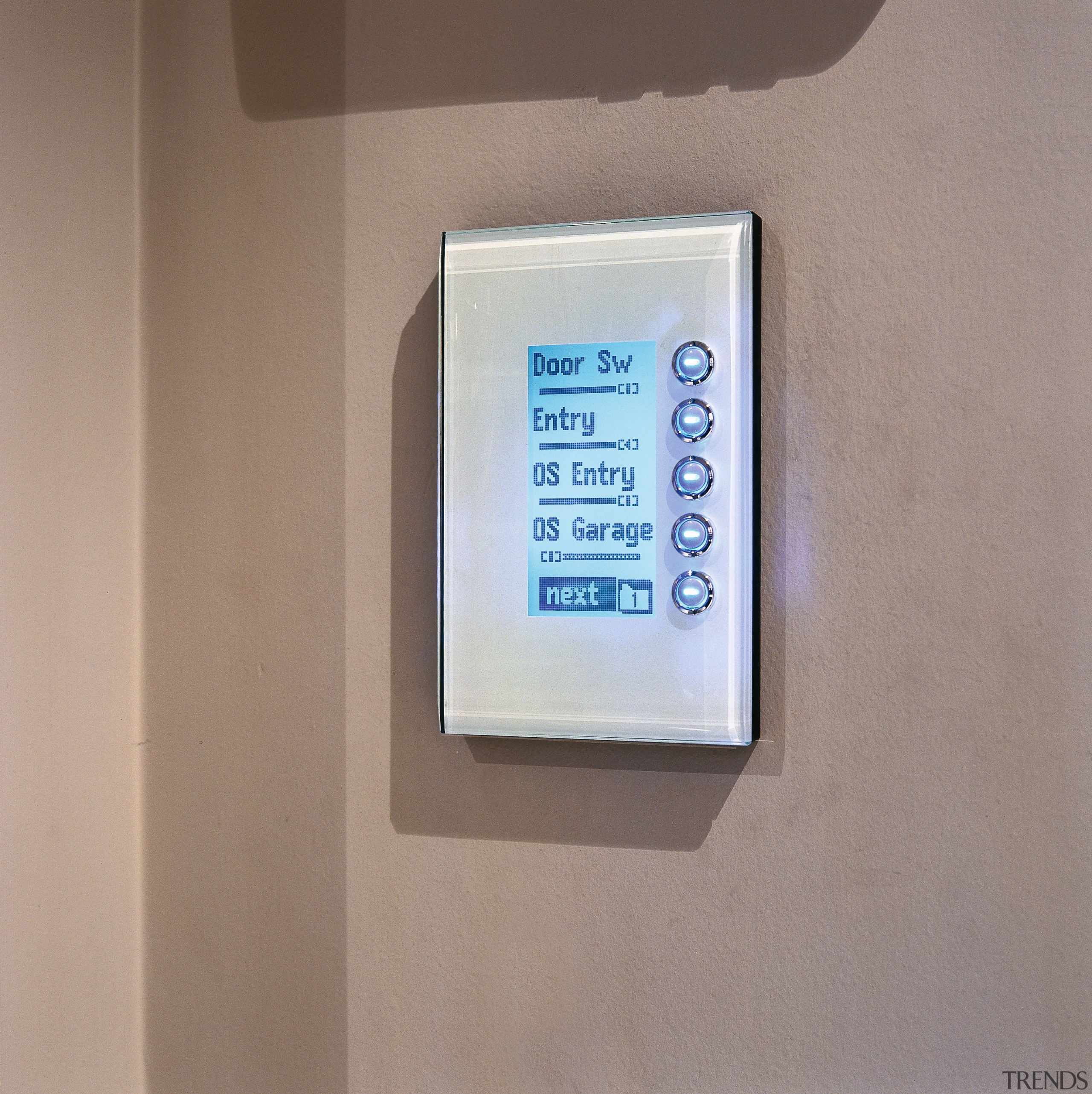 A close up view of a home automation electronic device, electronics, product design, technology, gray