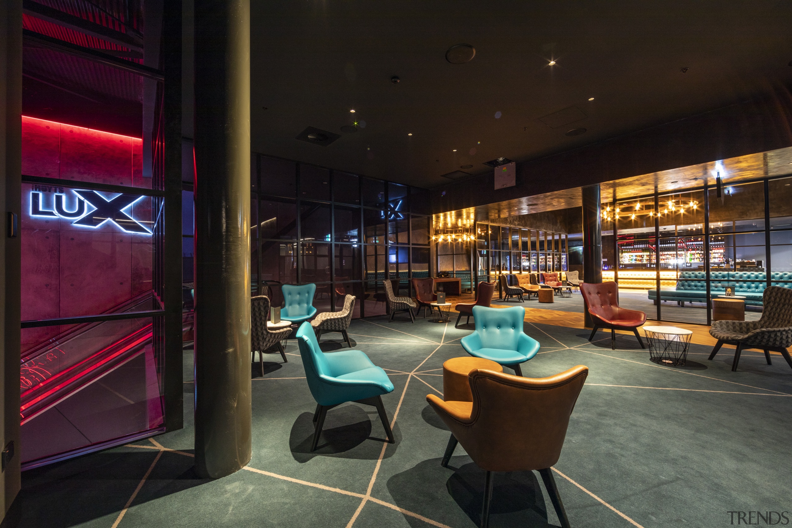 The Lux lounge is situated on the top interior design, lobby, black
