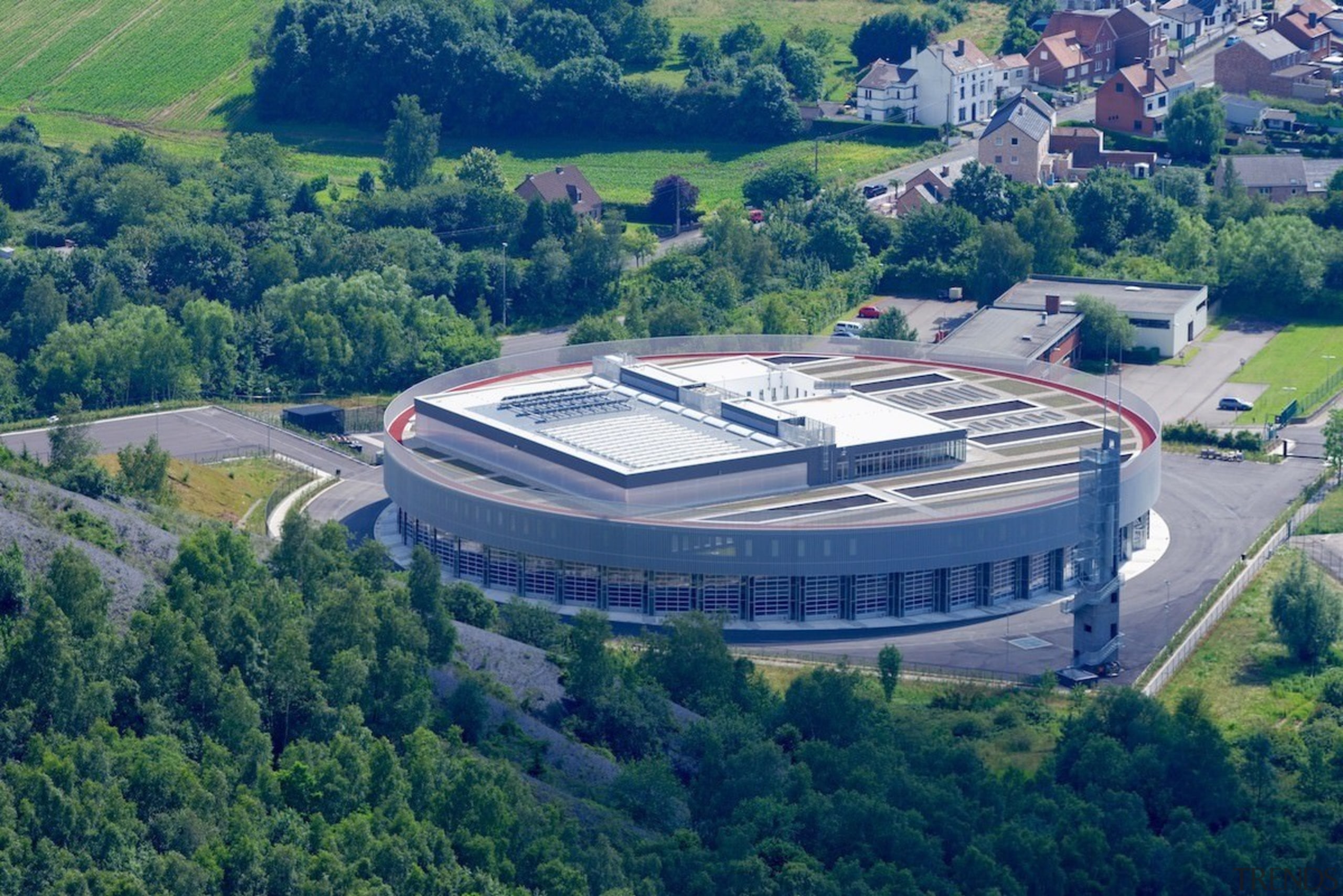 569 firestation - 569 firestation - aerial photography aerial photography, bird's eye view, estate, real estate, sport venue, structure, blue, teal