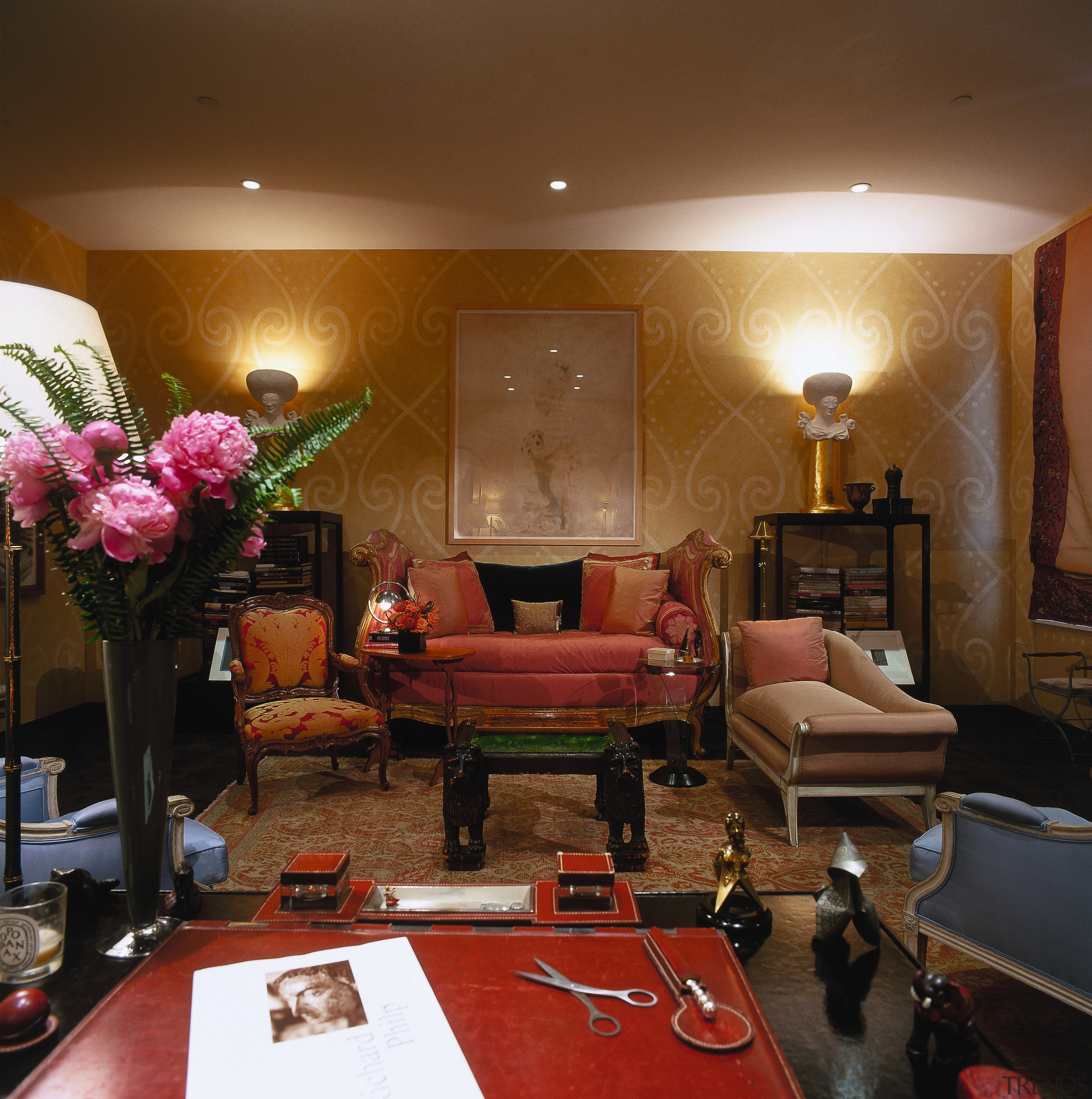 Interior view of this traditional home - Interior ceiling, furniture, home, house, interior design, living room, lobby, room, table, wall, brown