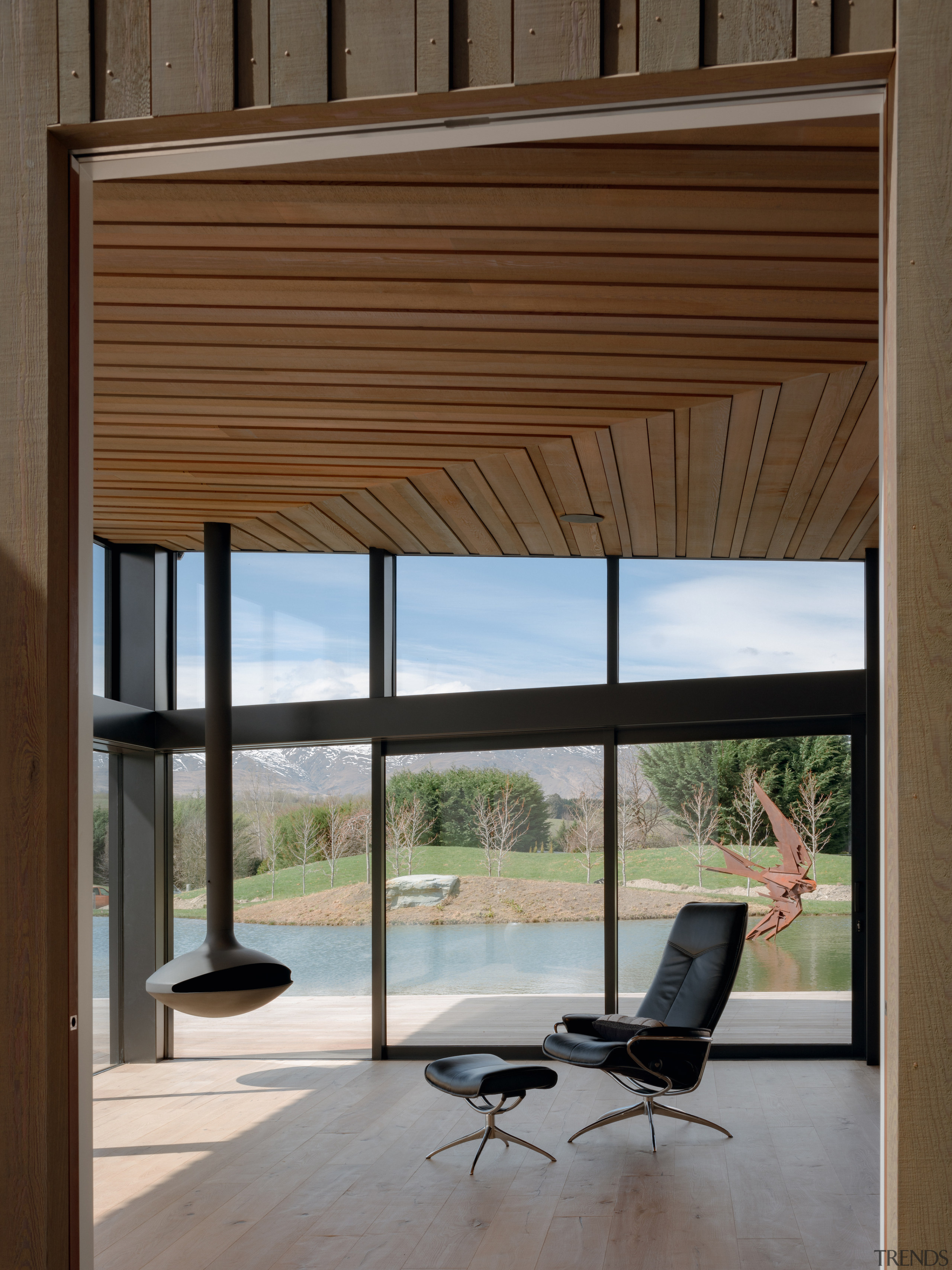 A suspended fire is the perfect sculptural inclusion 