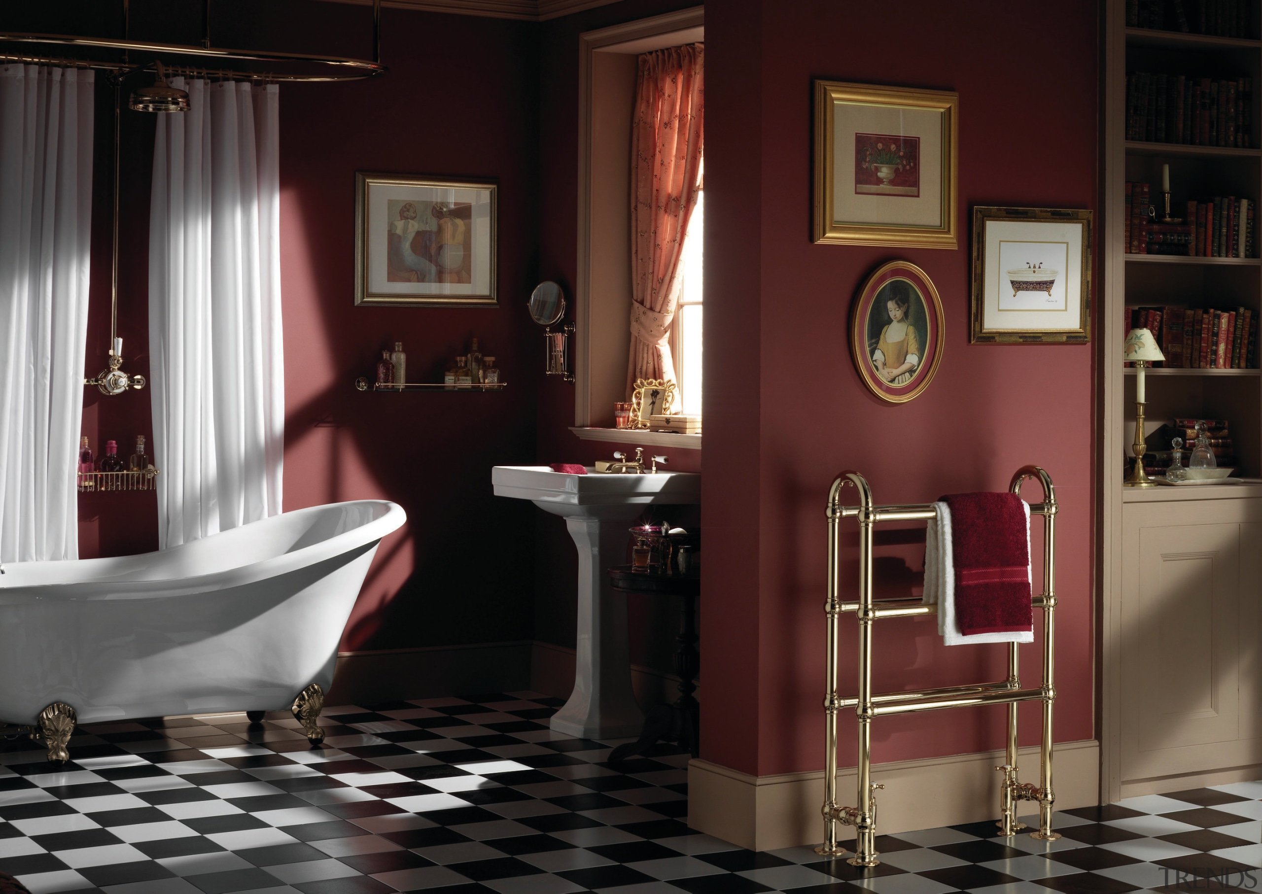 View of the bathroomware by Myson Inc - bathroom, floor, flooring, furniture, interior design, room, red