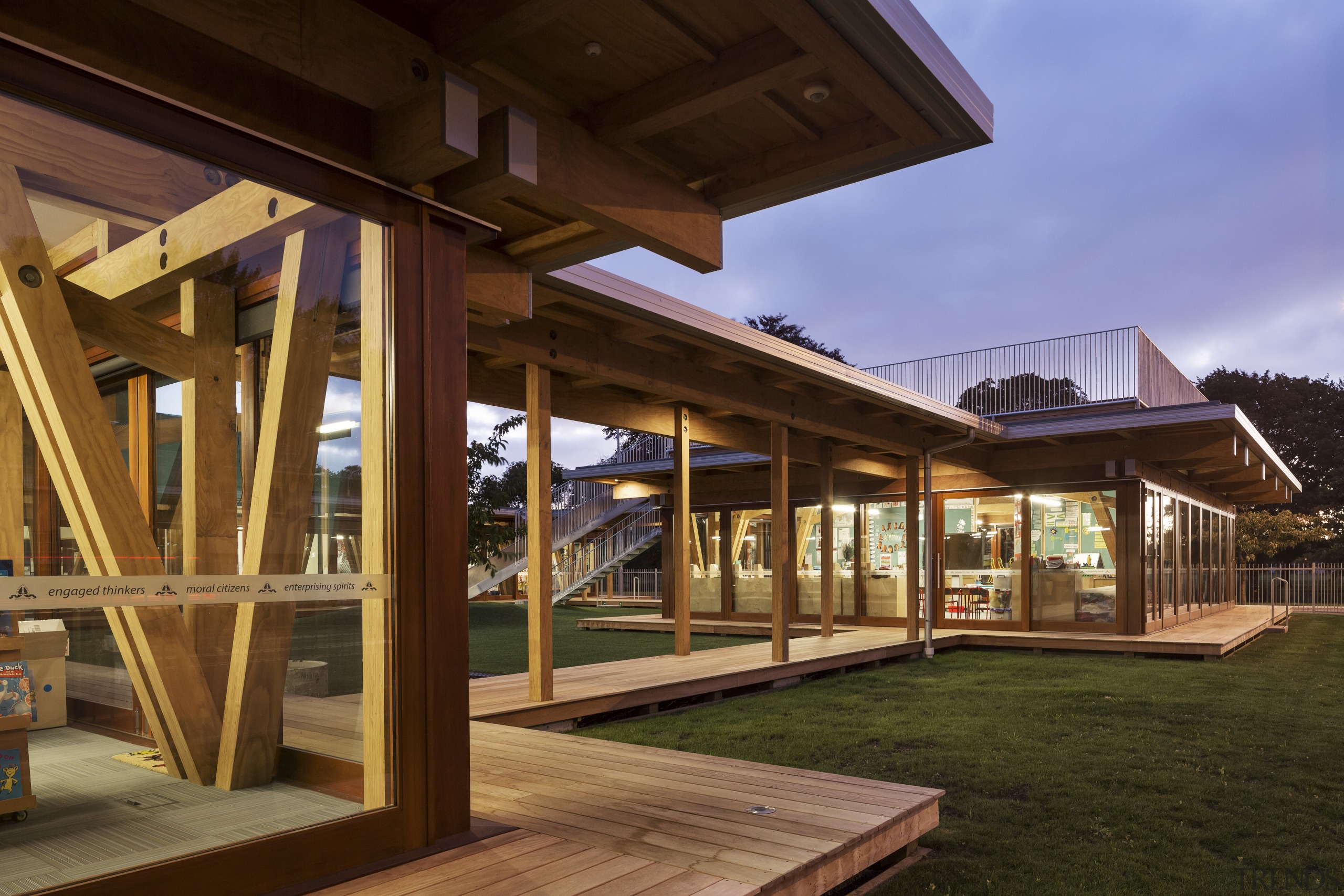 Cathedral Grammar Junior School by Ruamoko Solutions, Andrew architecture, deck, home, house, real estate, wood, brown