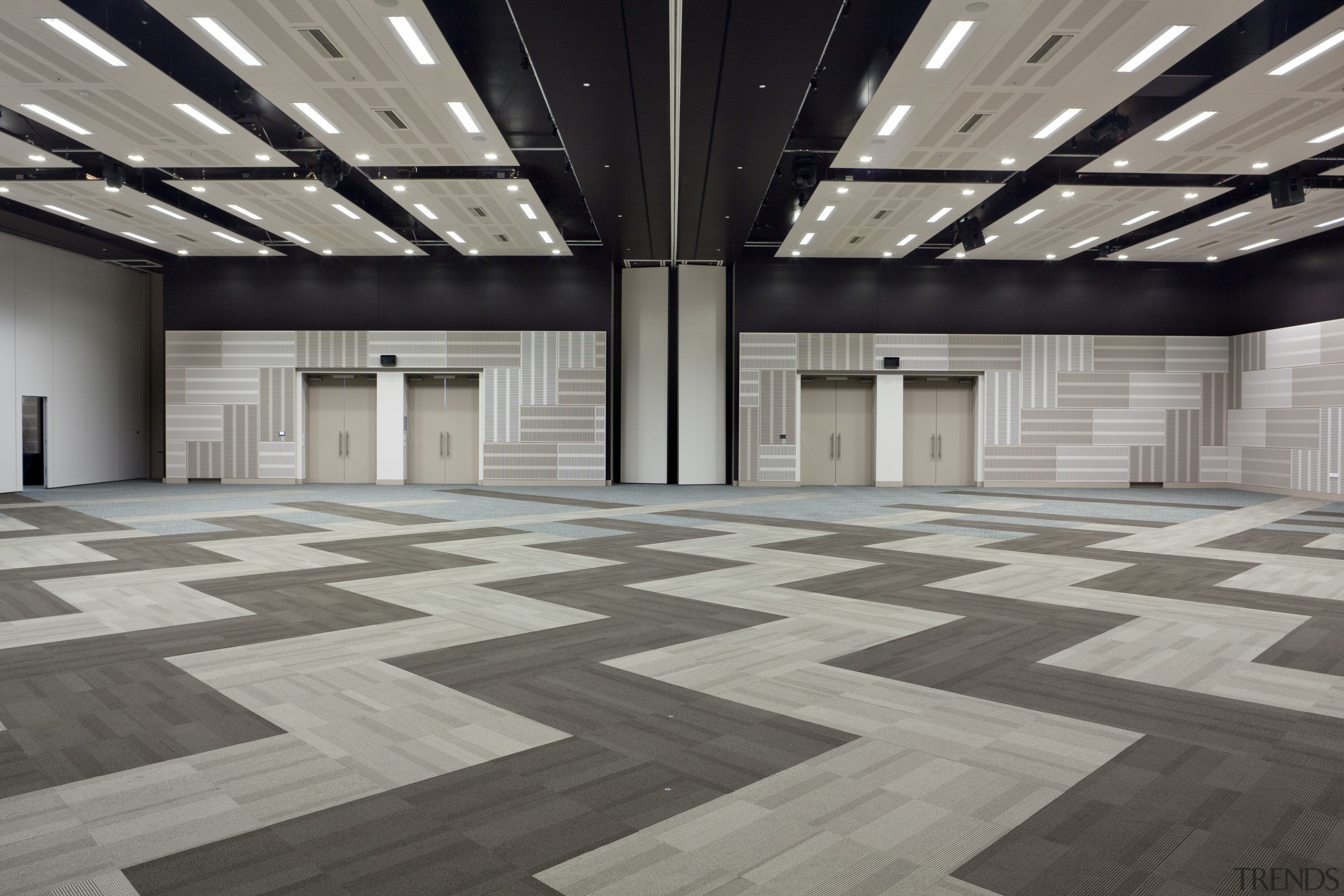 View of the interior at Claudlands Arena Hamilton, architecture, ceiling, daylighting, floor, flooring, interior design, lobby, structure, tile, wood, wood flooring, gray