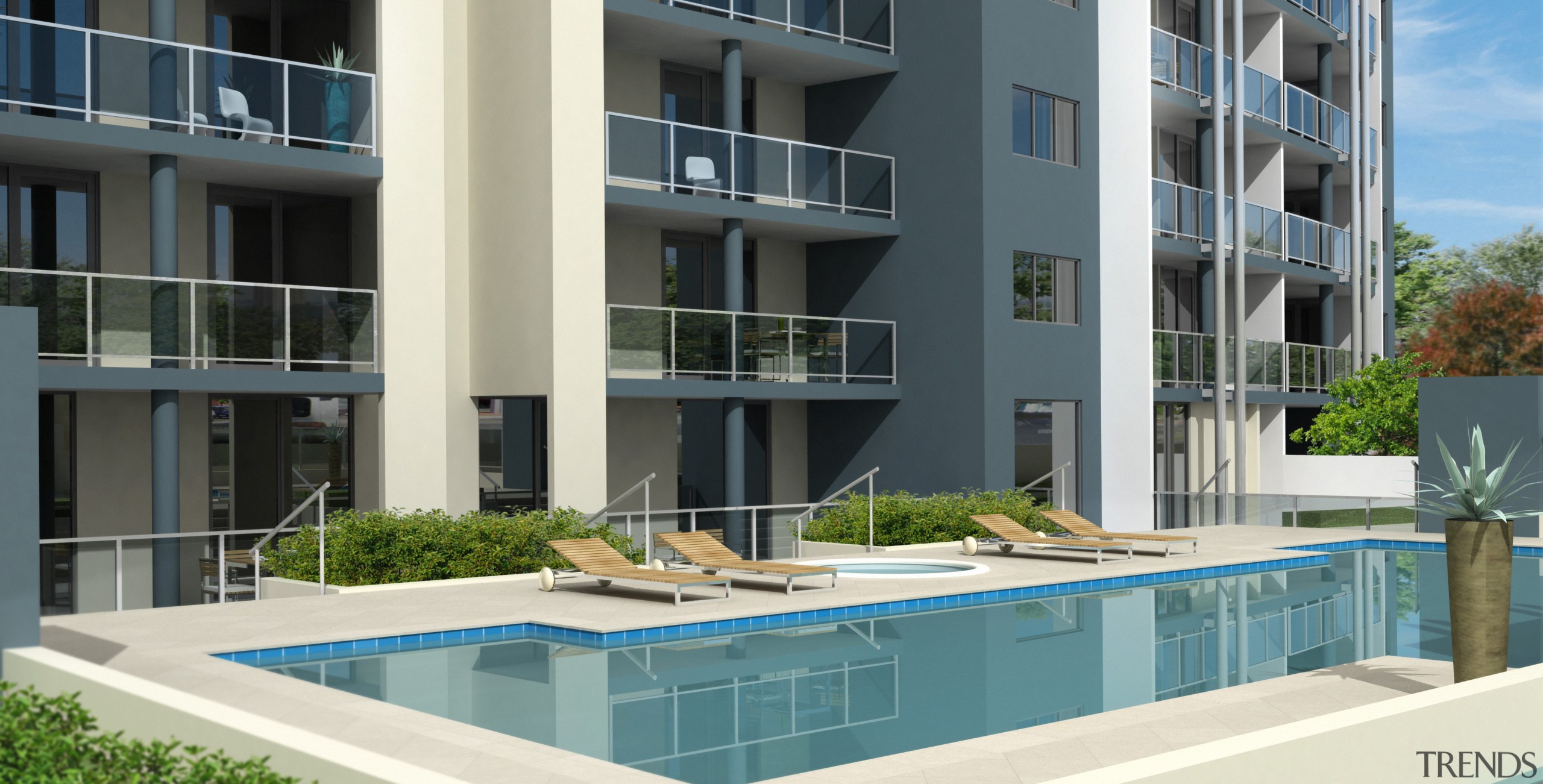 The Edge Apartments will introduce a strong vibrant apartment, building, condominium, elevation, estate, mixed use, property, real estate, residential area, swimming pool