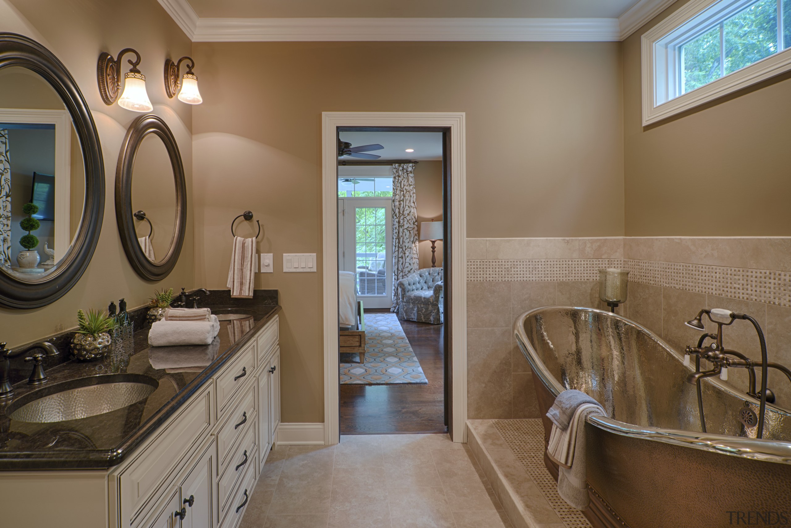A completely new master bathroom was another feature bathroom, estate, home, interior design, real estate, room, window, brown