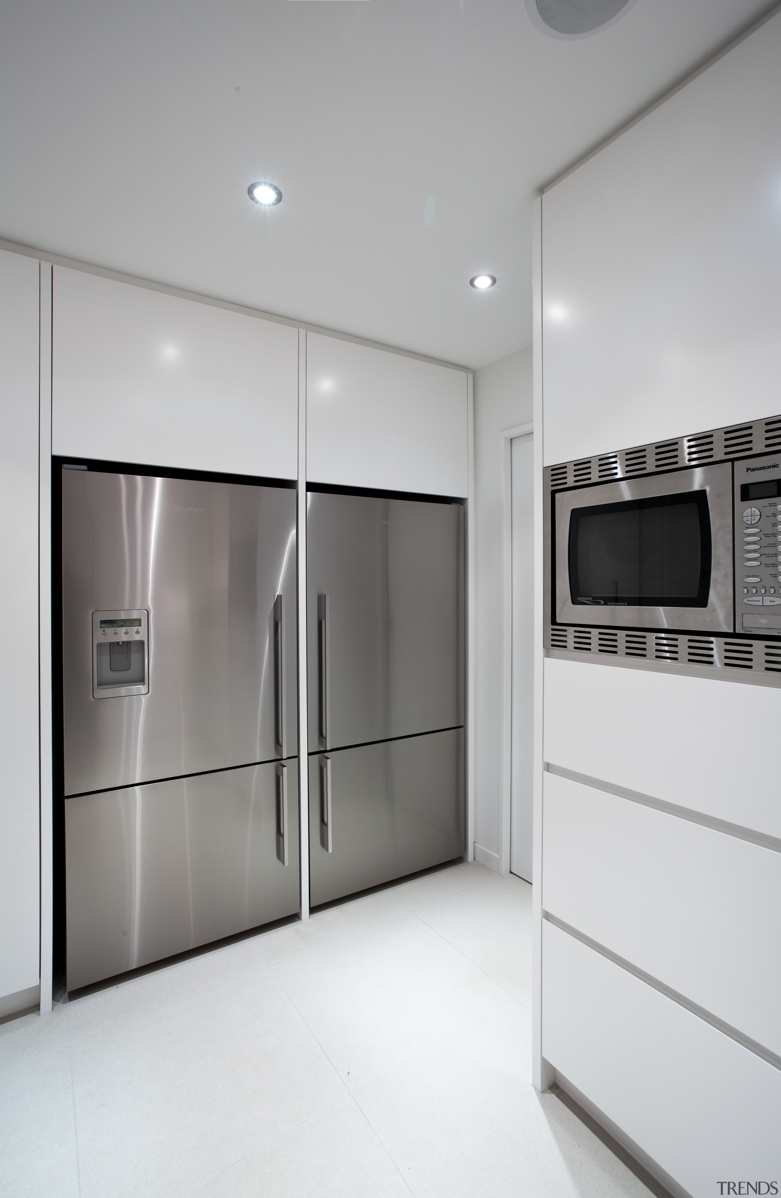 Kitchen designed by Leonie Von Sturmer of Von floor, home appliance, interior design, kitchen, product design, room, gray, white