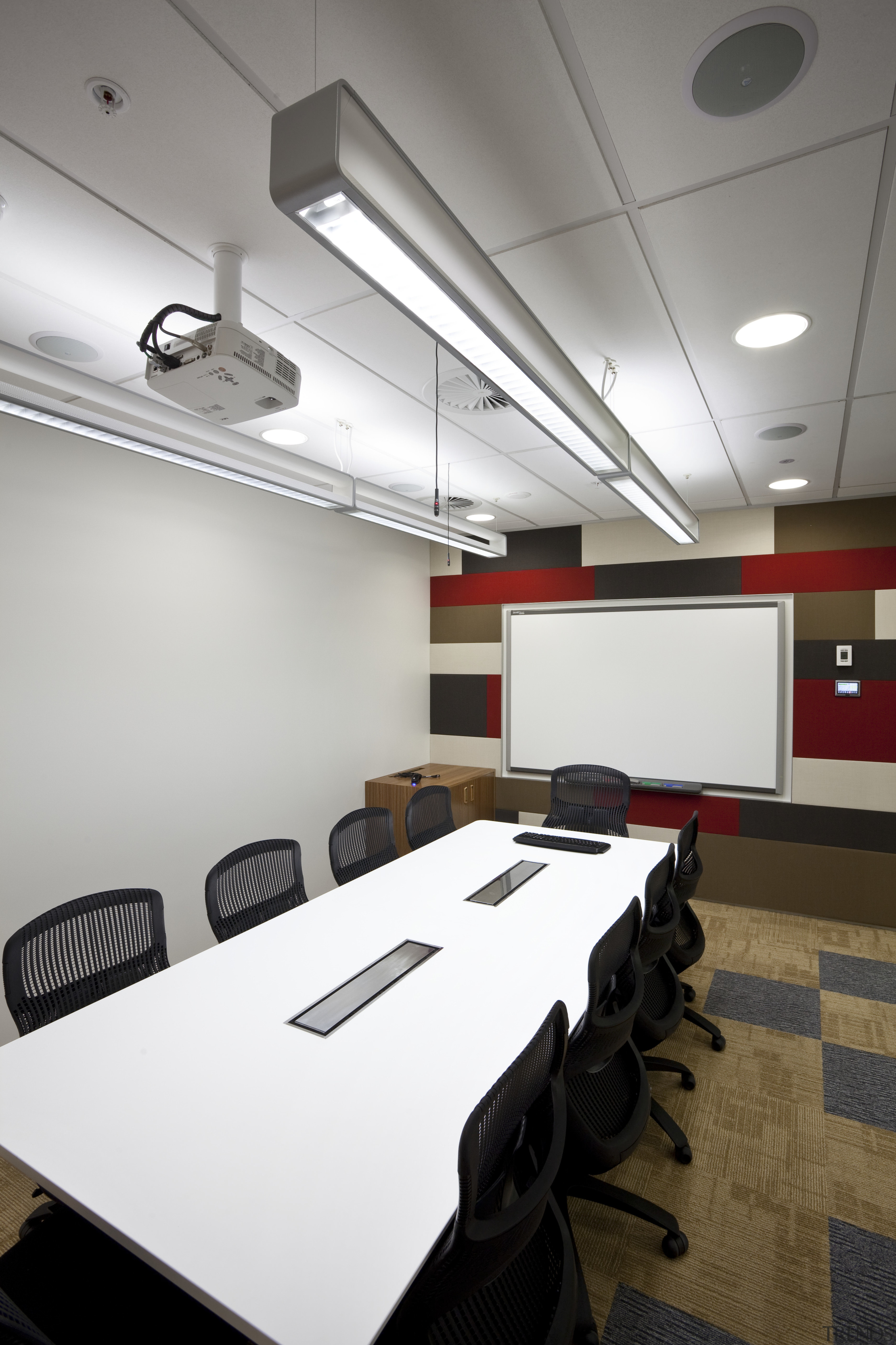 View of lightng options by Network Lighting in ceiling, classroom, conference hall, interior design, office, product design, gray