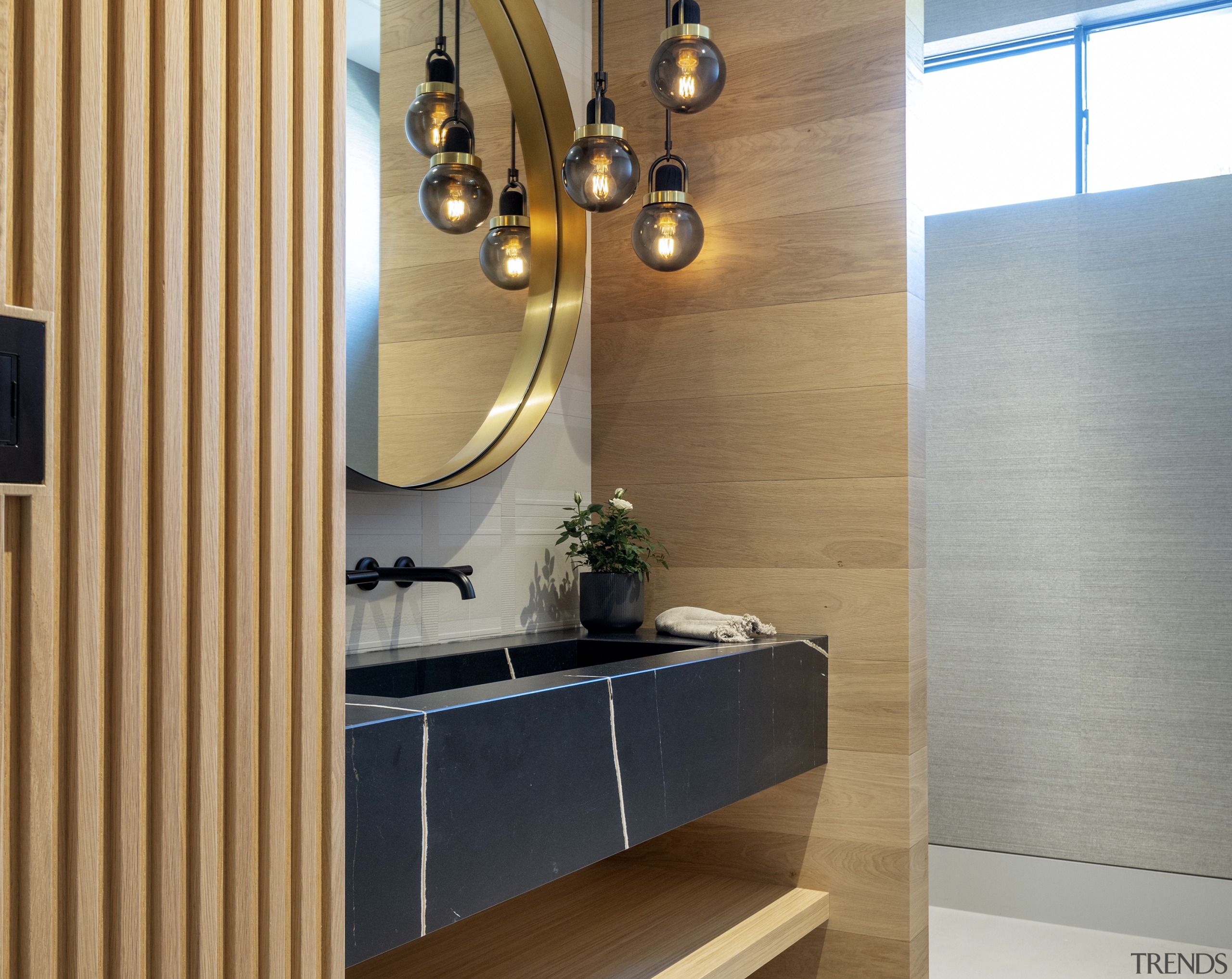 The sink and counter are custom made from 