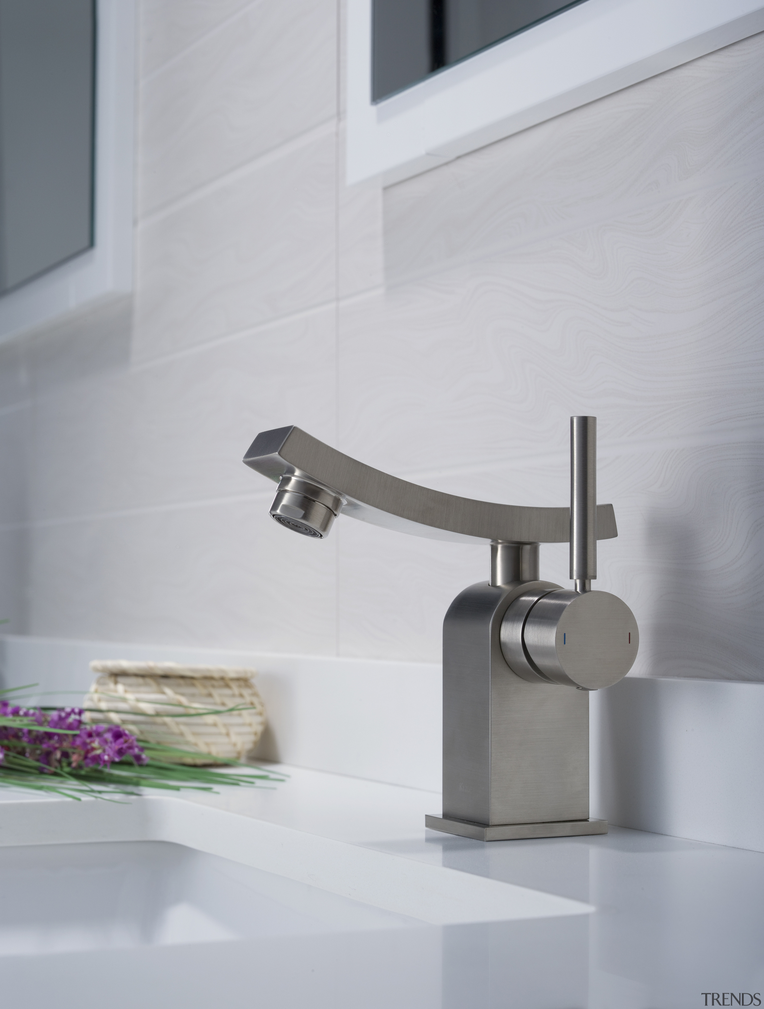 Ventus single lever faucet in chrome from Kraus bathroom, bathroom sink, plumbing fixture, product design, tap, gray