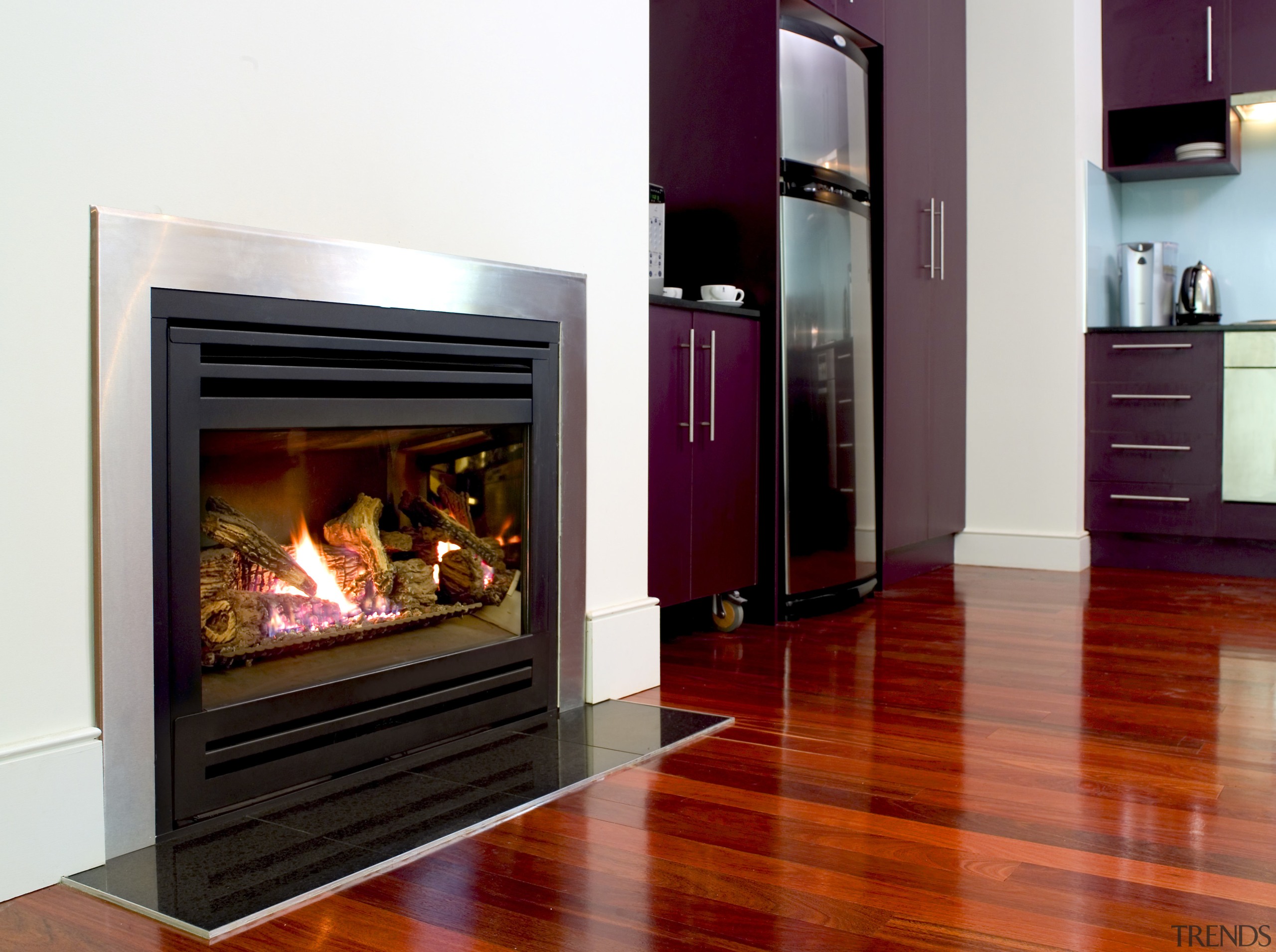 View of fire place by Heatmaster - View fireplace, hearth, heat, home appliance, wood burning stove, red, white