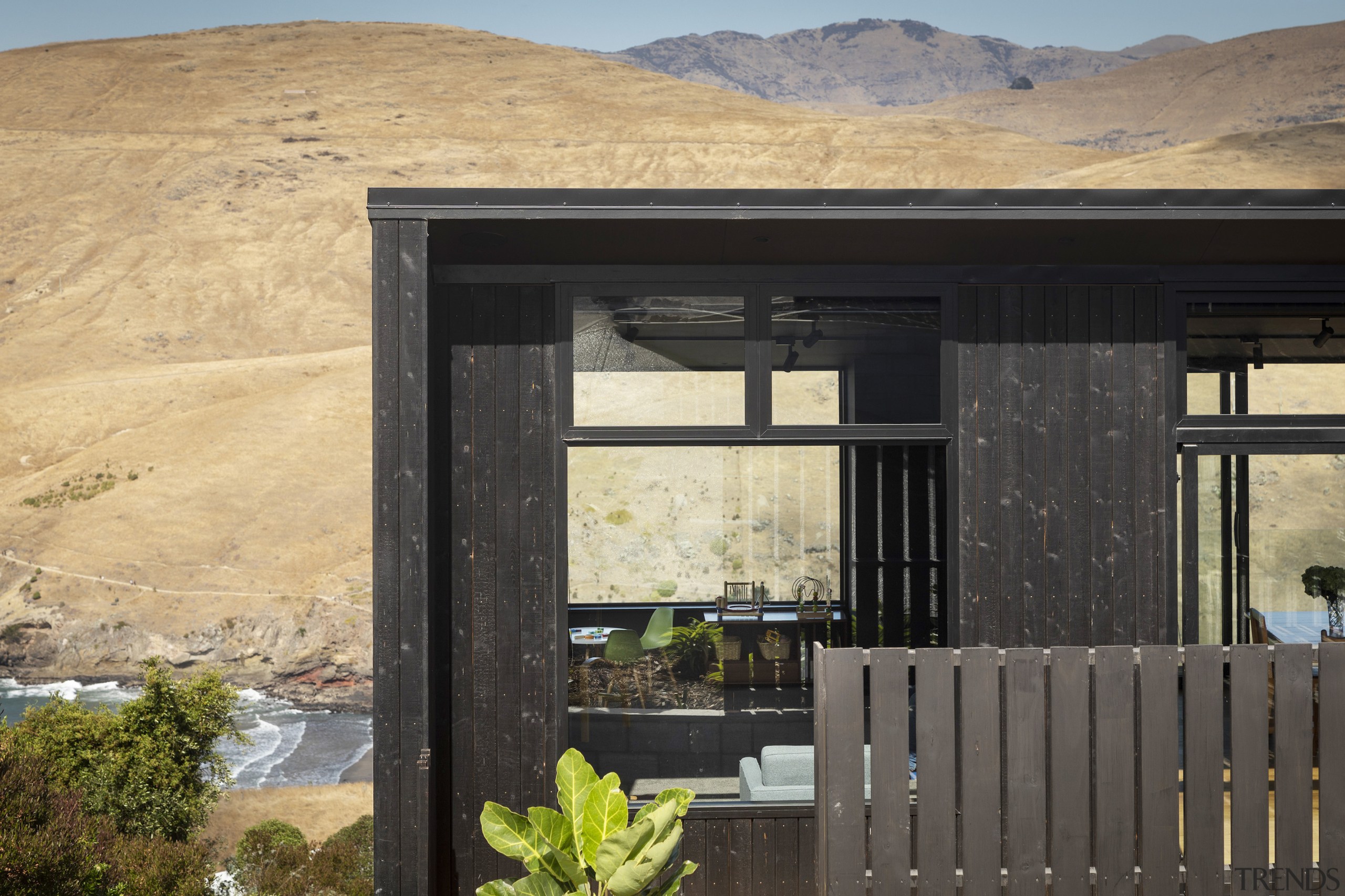 Charred Larch timber was used externally to minimise 