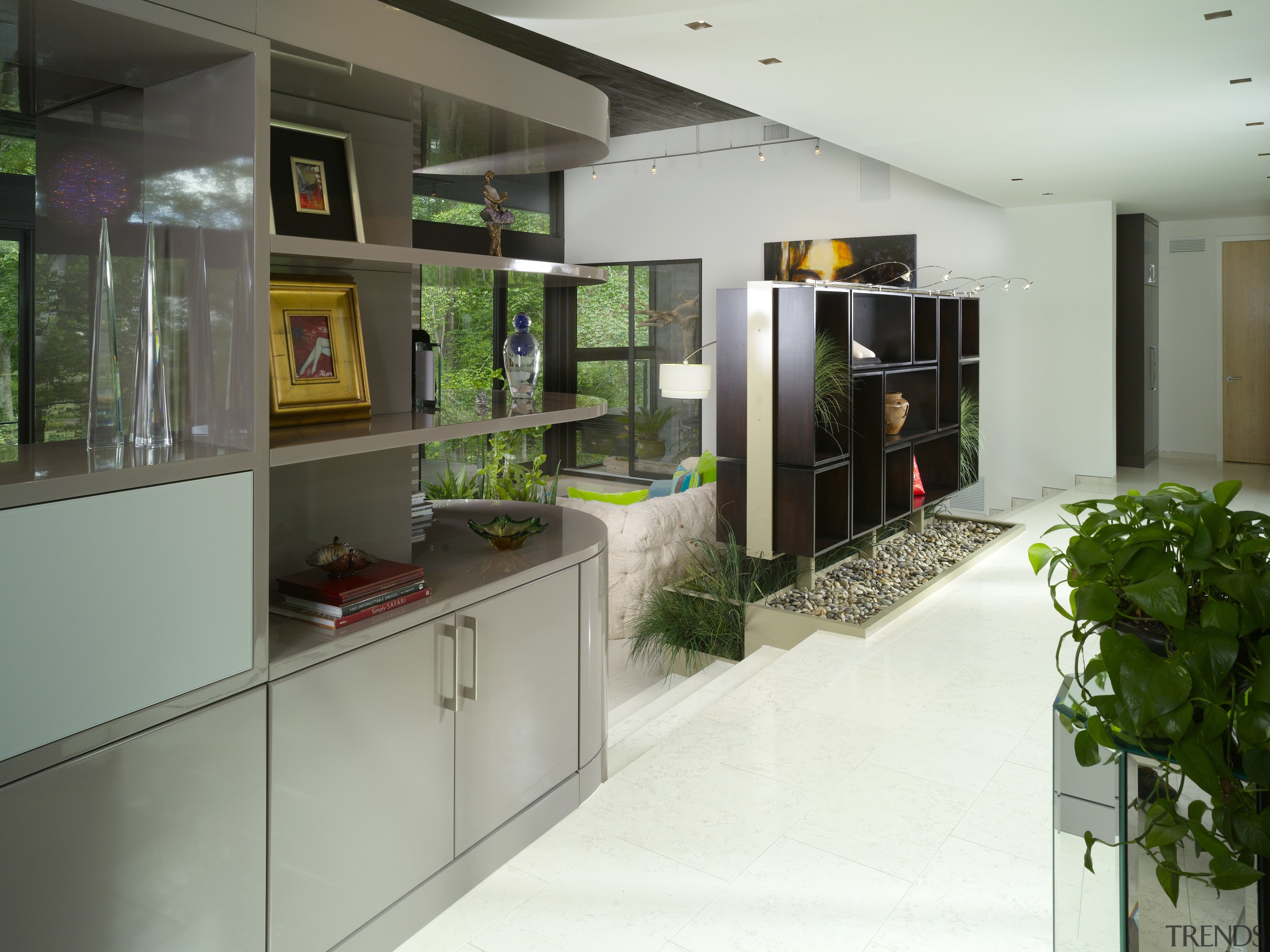 Close up view of the storage units in interior design, kitchen, white, gray