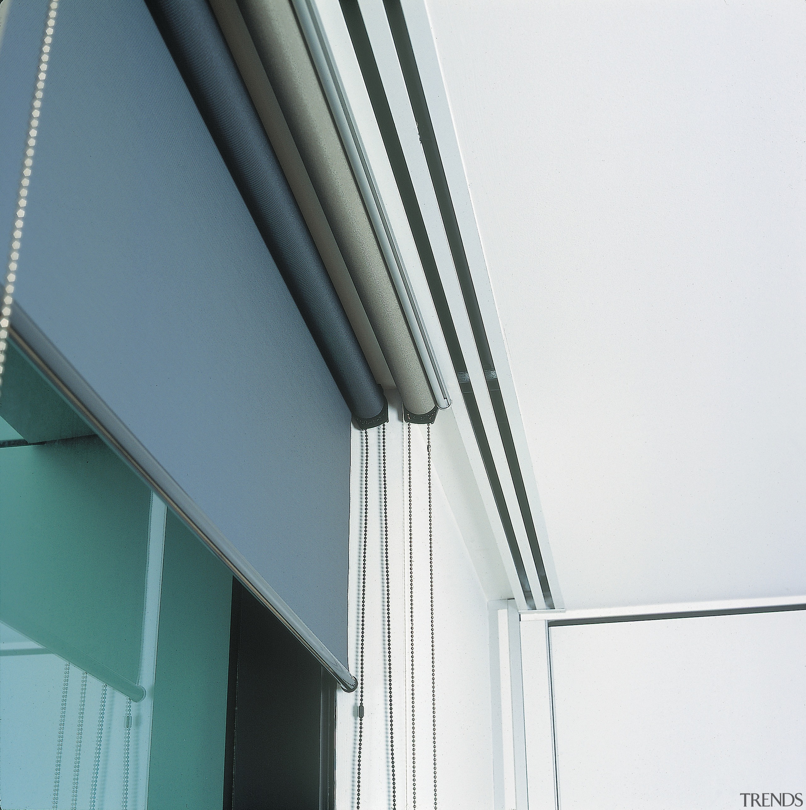 A view of a shade from New Zealand architecture, daylighting, facade, glass, line, shade, structure, window, white, teal