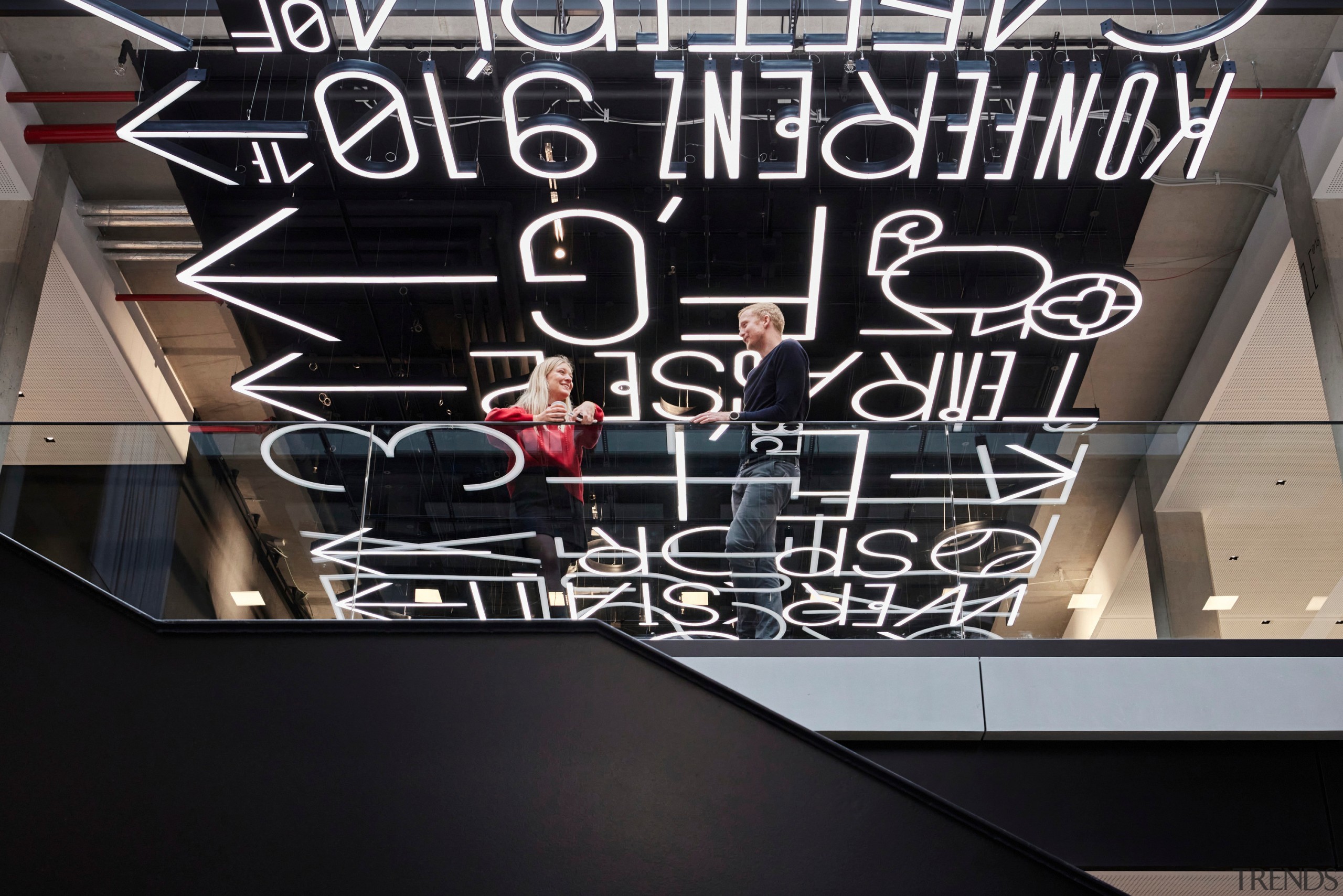 Light installation, innovation track. - Office uniform with 