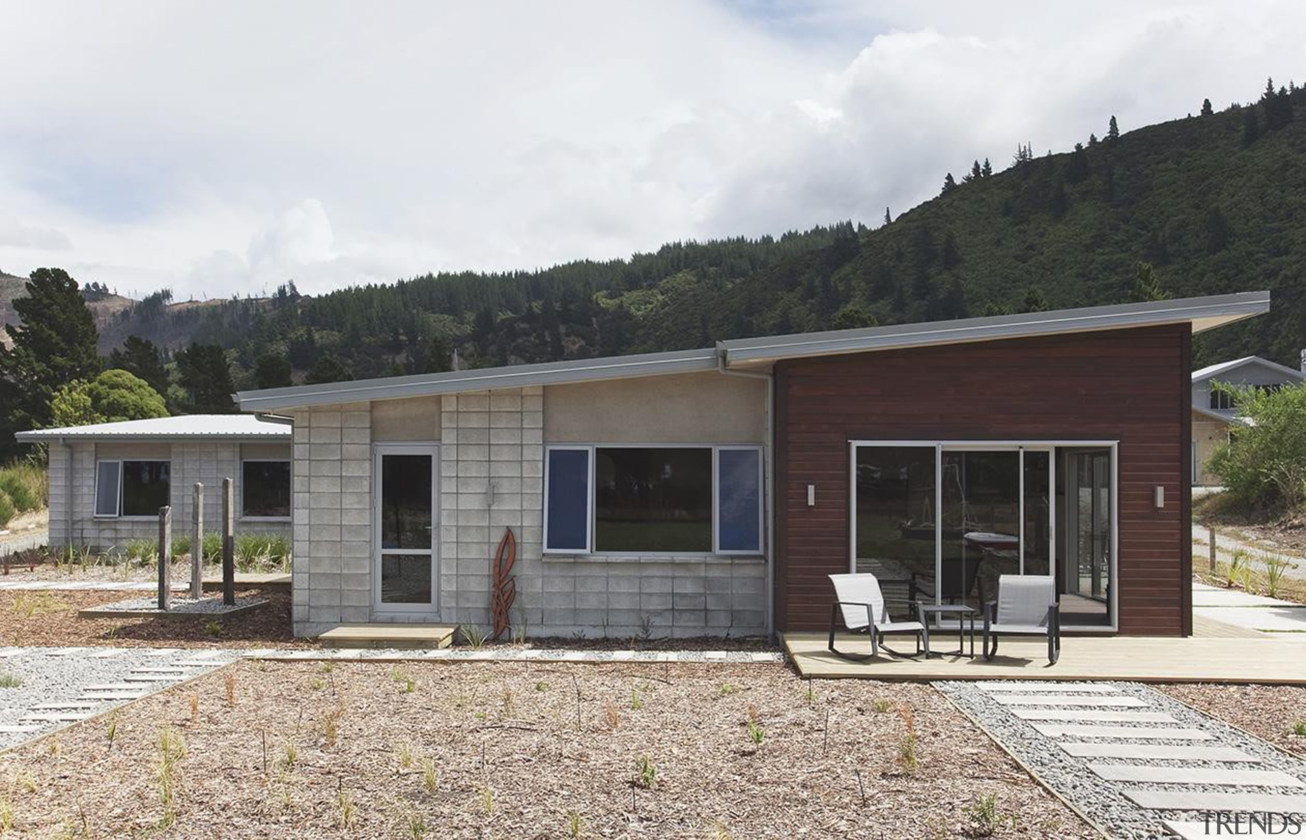 For more information, please visit www.gjgardner.co.nz cottage, elevation, facade, home, house, landscape, property, real estate, white, black