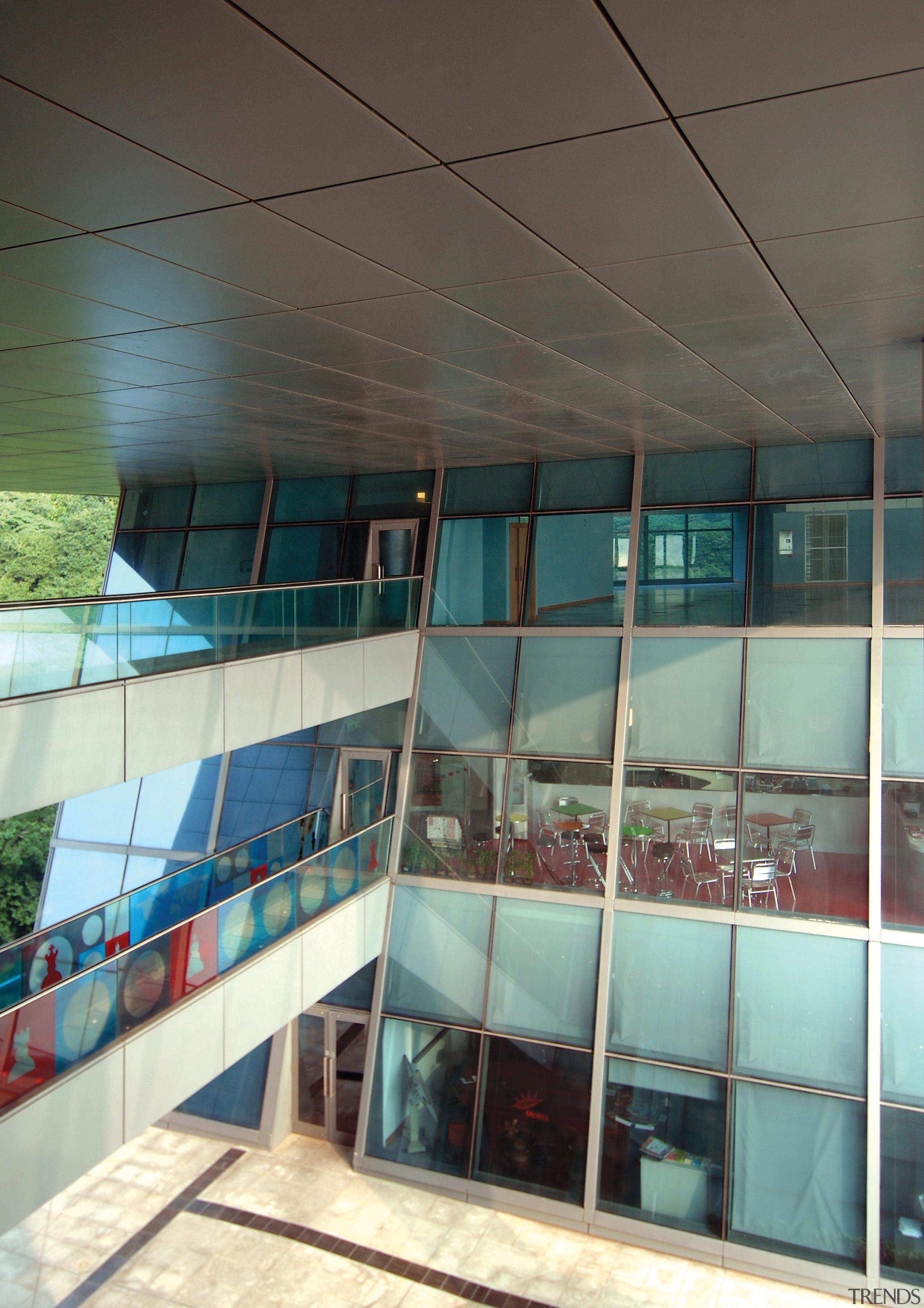 A view of the new MMoser-designed Hong Kong architecture, building, ceiling, daylighting, facade, glass, leisure centre, structure, window, gray