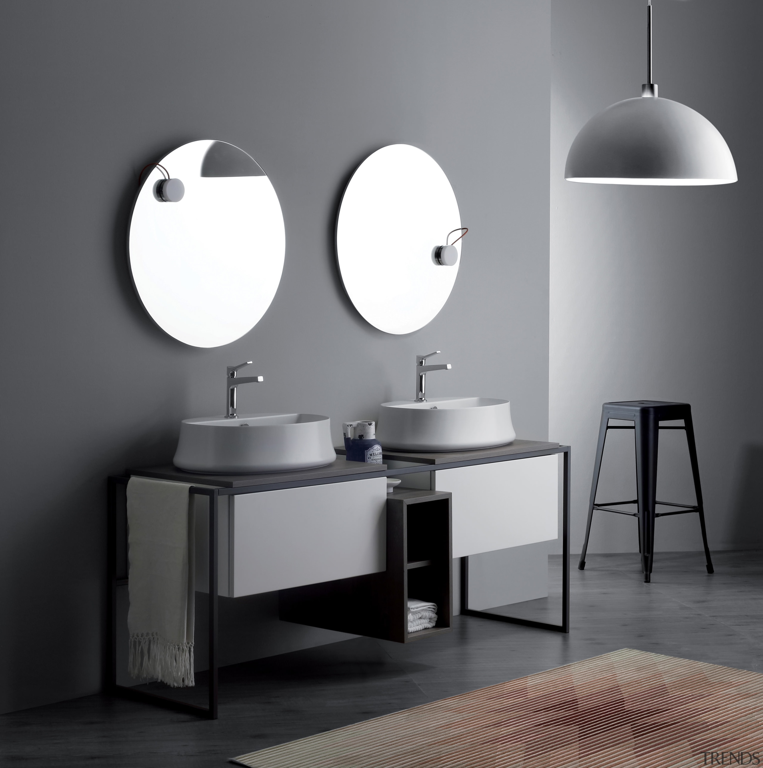 The Sharp basin range suits a wide range bathroom, bathroom accessory, bathroom cabinet, bathroom sink, black and white, furniture, interior design, light fixture, monochrome, plumbing fixture, product design, sink, still life photography, table, tap, gray, black