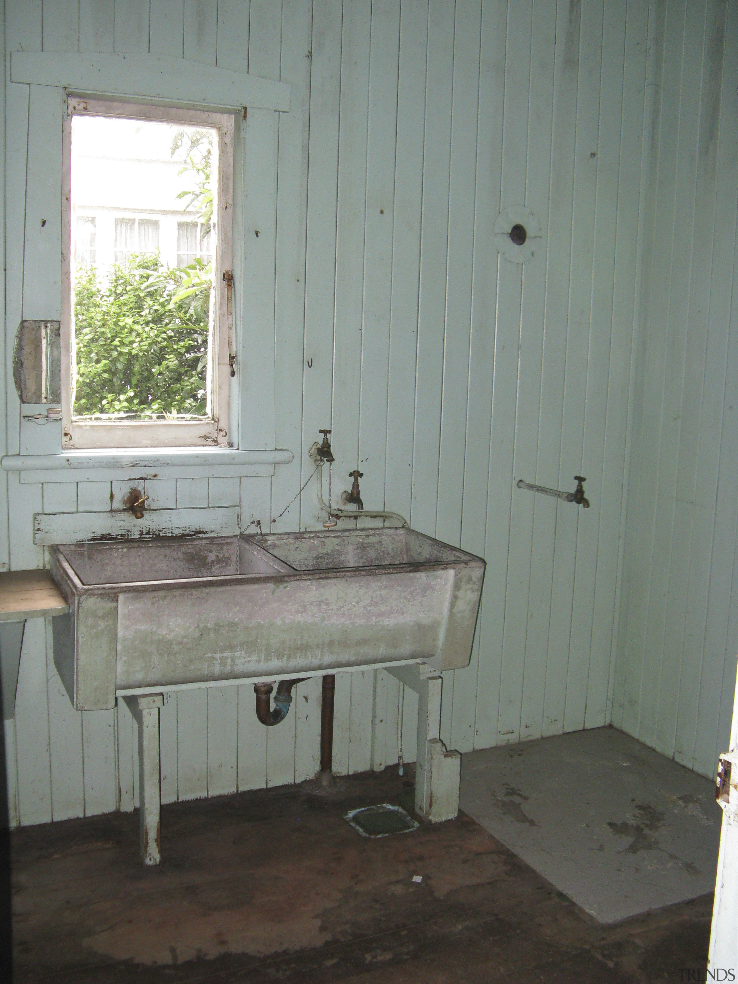 Before photo. - Before photo. - bathroom | bathroom, floor, flooring, furniture, home, house, interior design, plumbing fixture, room, sink, tile, wall, window, wood, gray