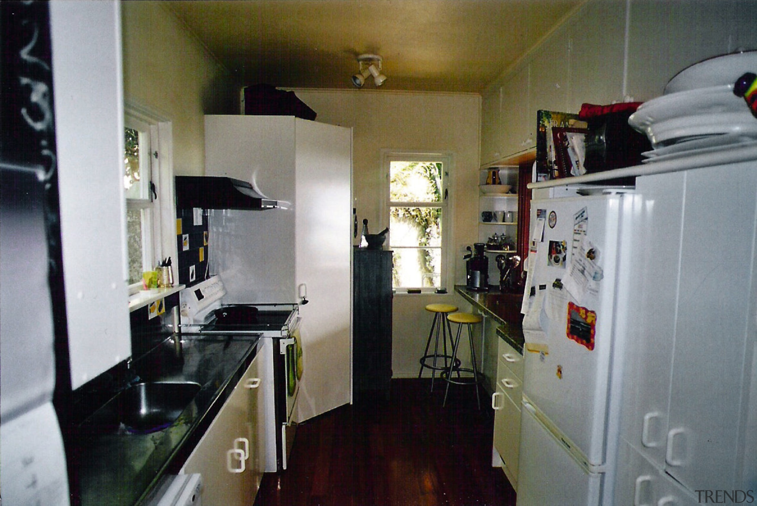 A view of the kitchen area before it countertop, home, kitchen, property, room, gray