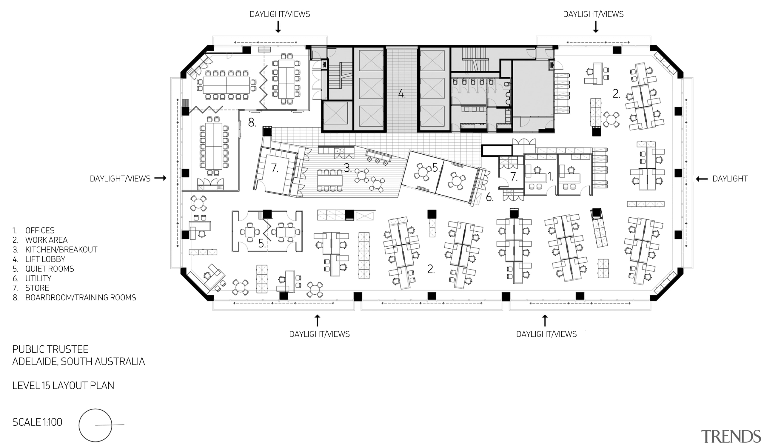 Floor plan for the offices of the Public area, black and white, design, diagram, drawing, floor plan, font, line, plan, product, product design, text, white