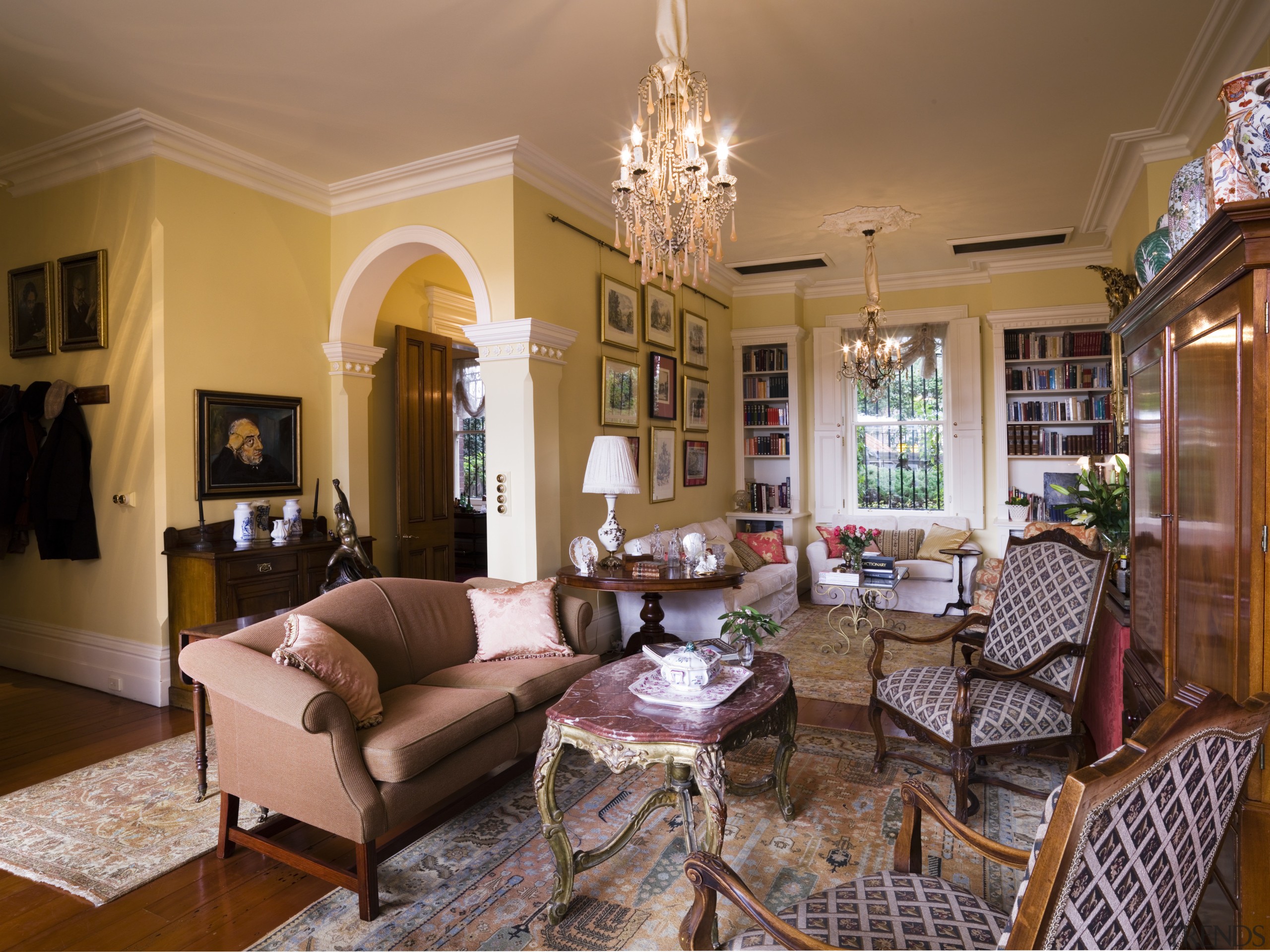 The coffee table in the tertiary living area ceiling, estate, home, interior design, living room, property, real estate, room, brown