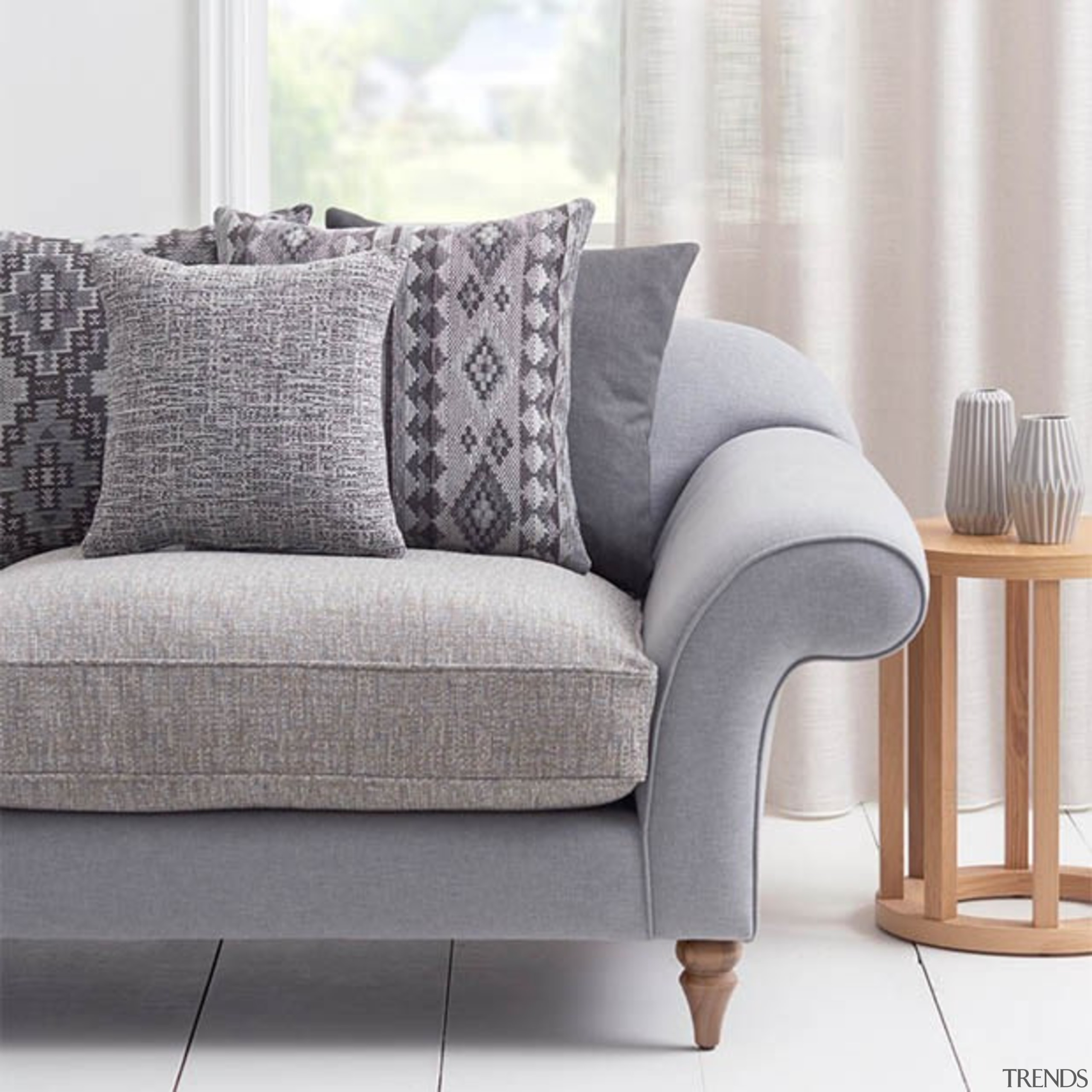 Tijuana 4 - angle | chair | chaise angle, chair, chaise longue, couch, cushion, furniture, interior design, living room, loveseat, product, sofa bed, studio couch, white, gray