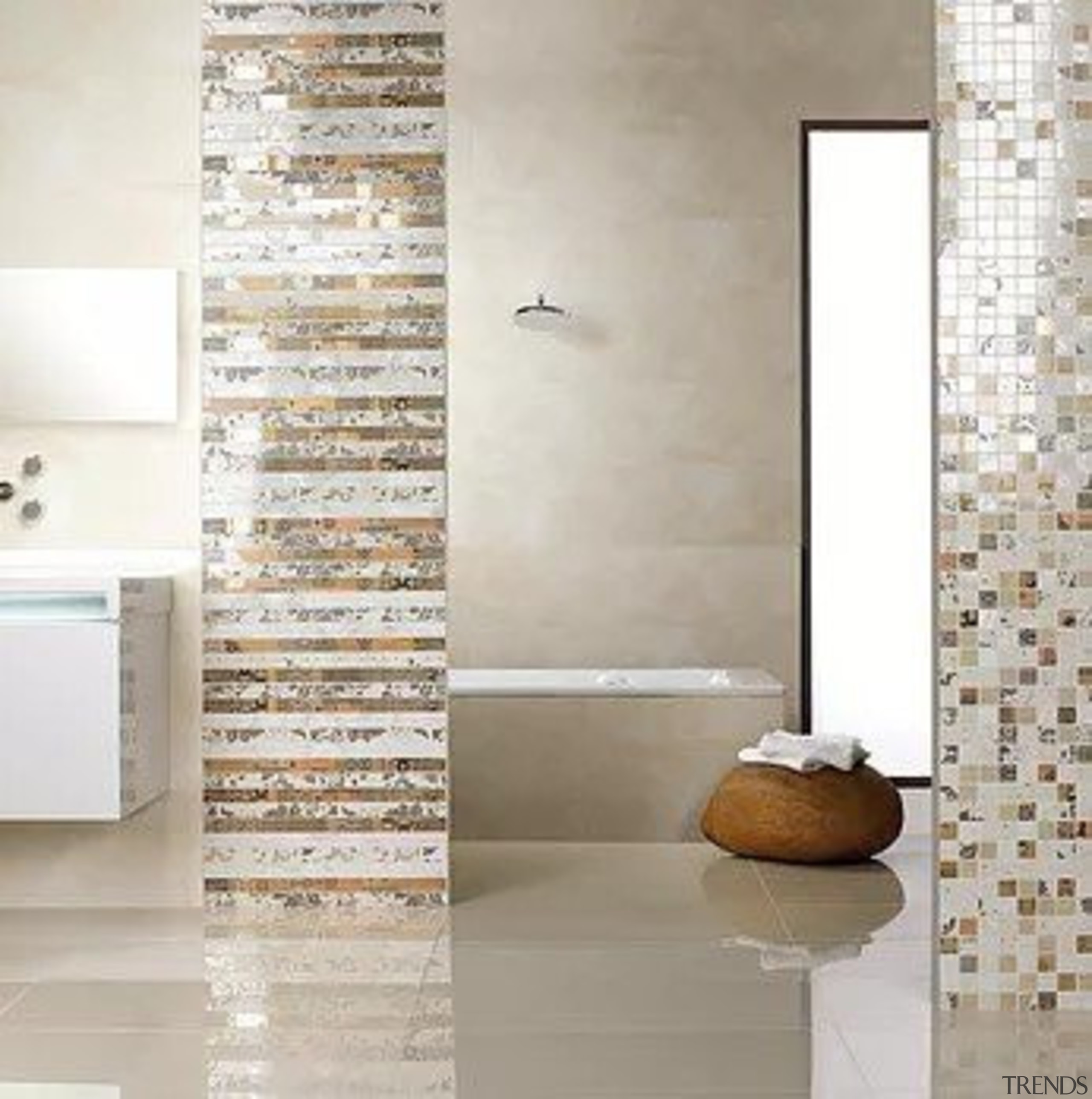 For more information, please visit Casa Italiana bathroom, bathroom accessory, ceramic, floor, flooring, interior design, plumbing fixture, tap, tile, wall, gray