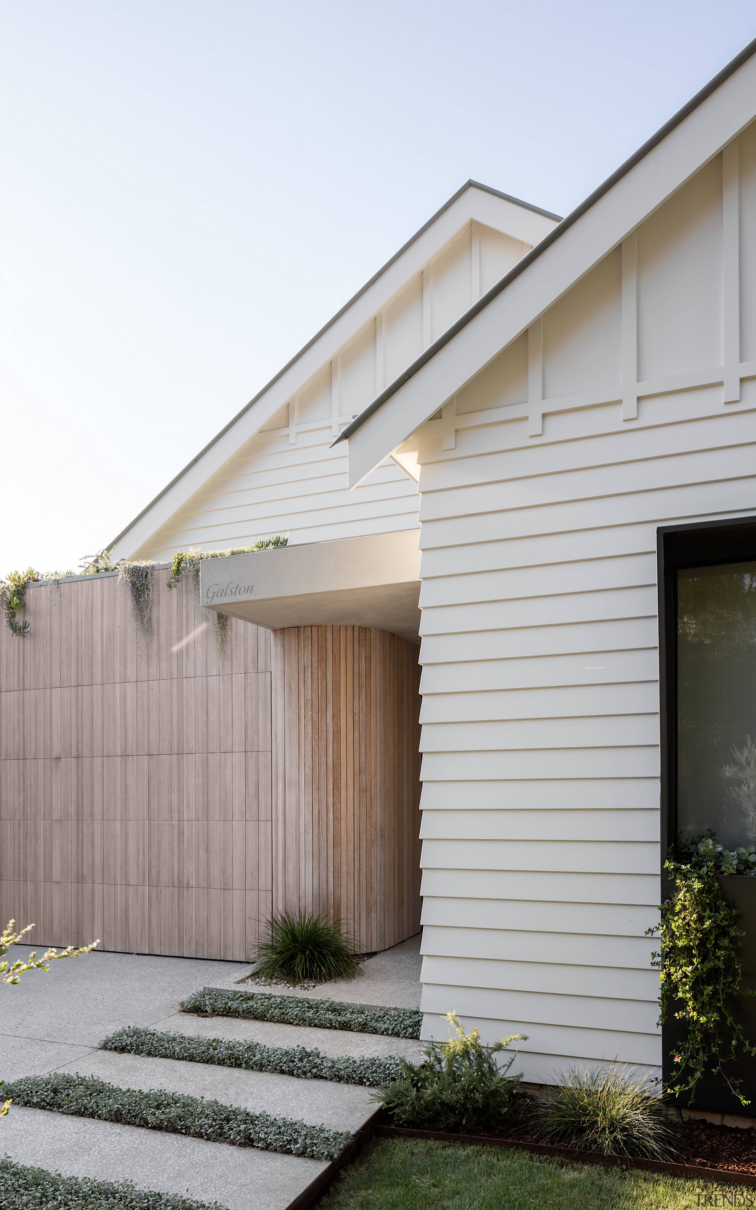 Street-facing facade detail. - Classic dovetails contemporary - 