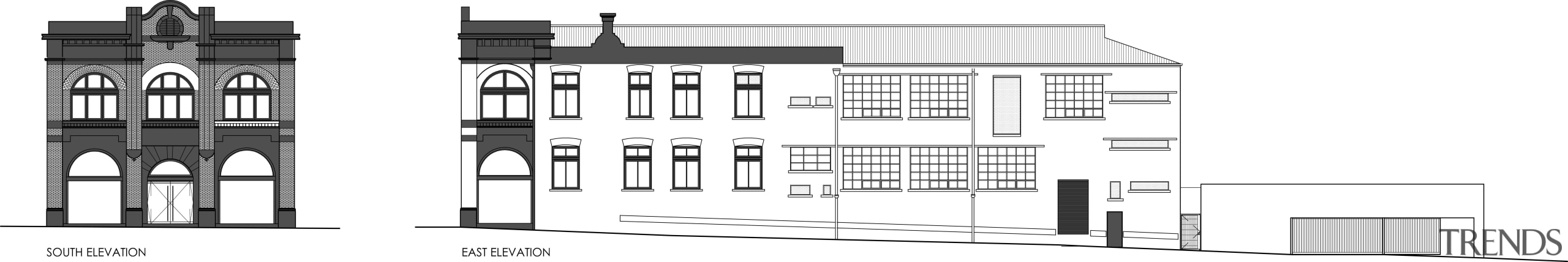 Architectural firm Coz Howlett &amp; Bailey Woodland relocated architecture, black and white, building, design, diagram, elevation, facade, home, house, plan, product, product design, property, structure, white