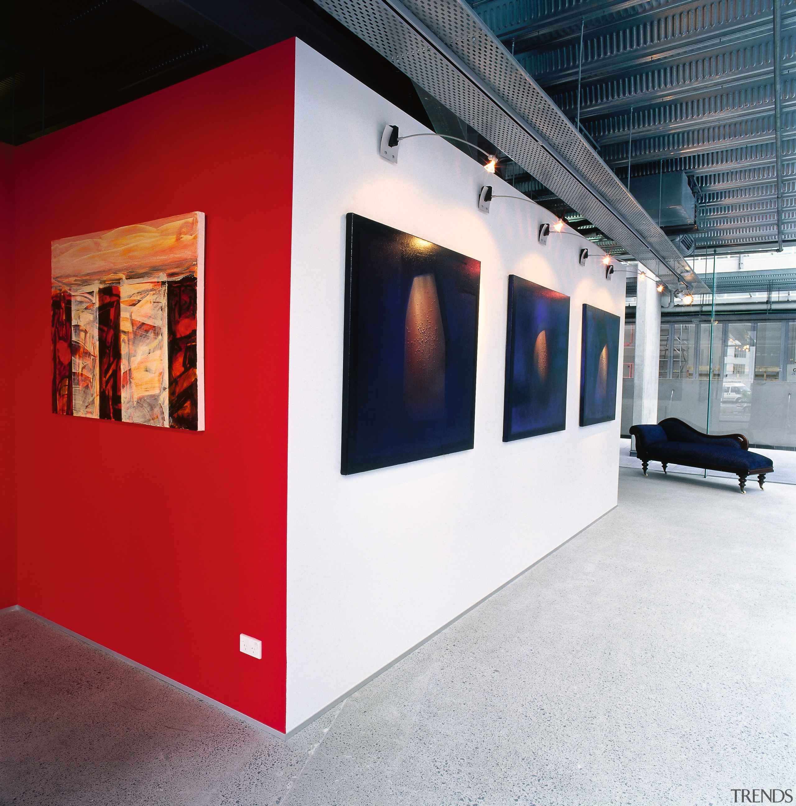 A view of the paints used within the exhibition, white