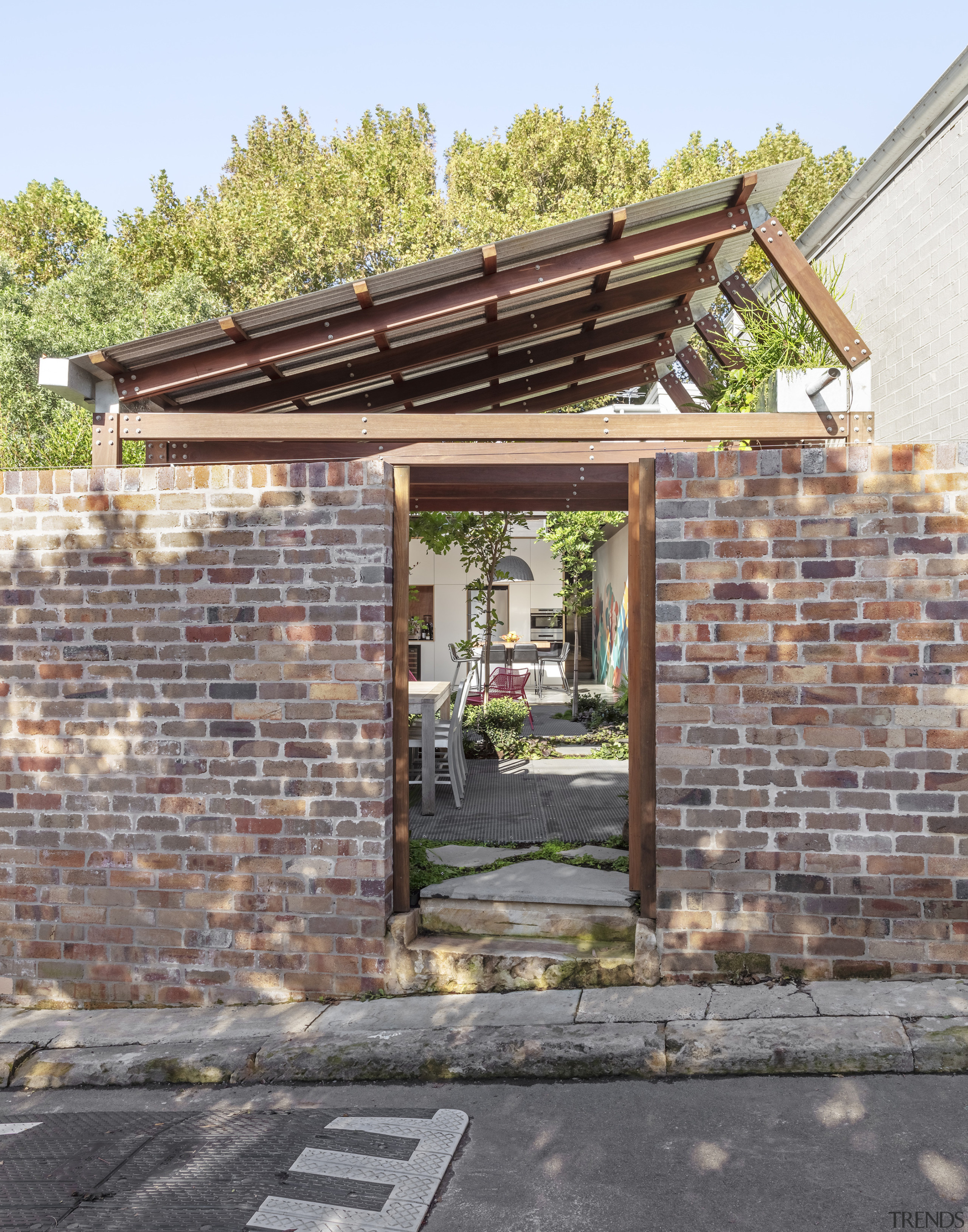 Looking from the rear lane through the Art 