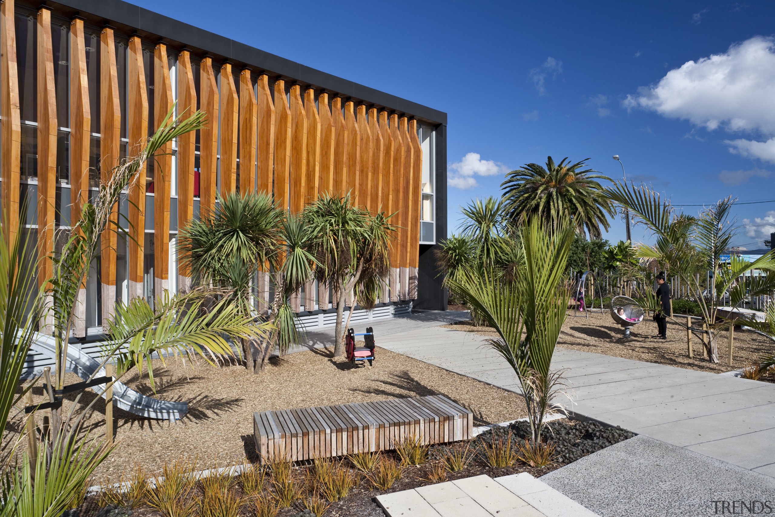 Birkenhead library Auckland, NZ. - Birkenhead library Auckland, arecales, condominium, estate, home, house, mixed use, palm tree, property, real estate, resort, sky, tree, brown, gray