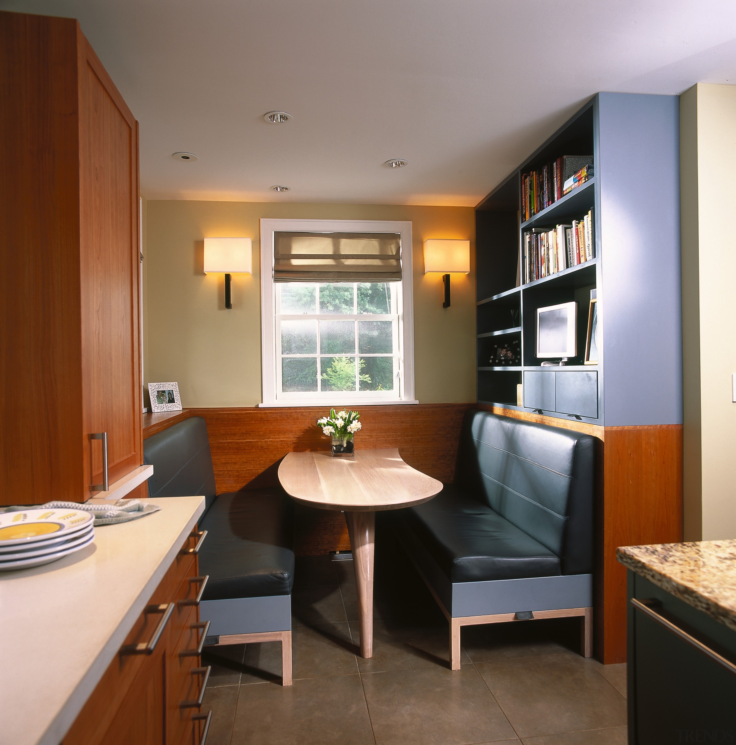 view of the new breakfest den with extra cabinetry, ceiling, countertop, furniture, interior design, kitchen, real estate, room, brown, gray