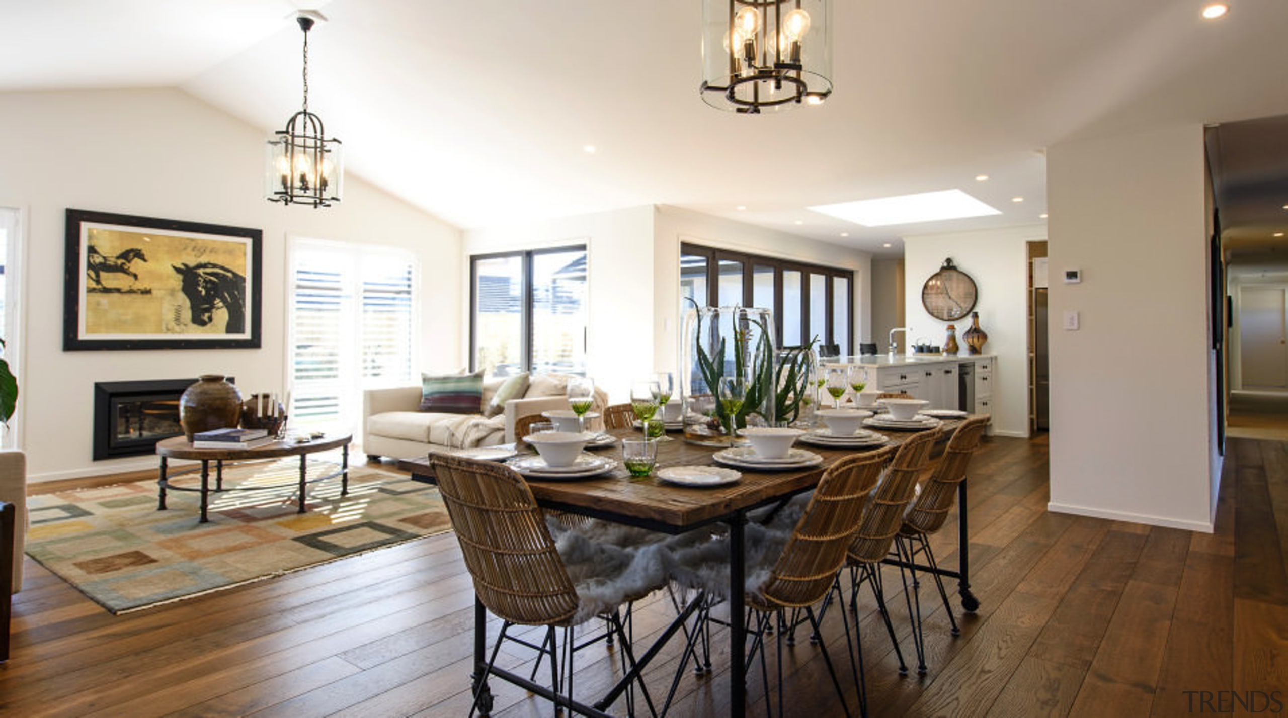 Classic weatherboards and roof tiles give this GJ dining room, estate, home, interior design, living room, property, real estate, room, table, white, brown