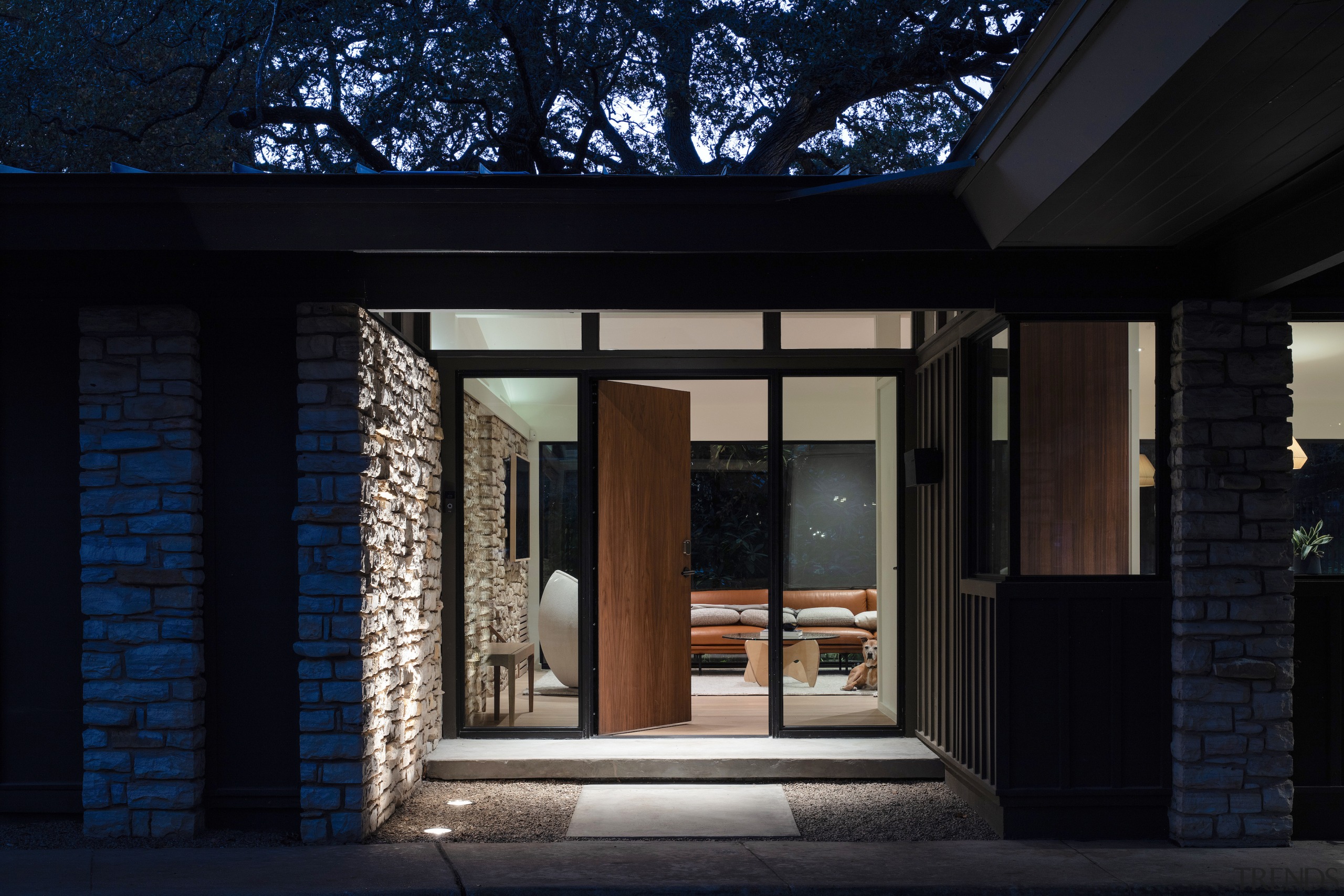 Front entry at dusk. - Out of the 