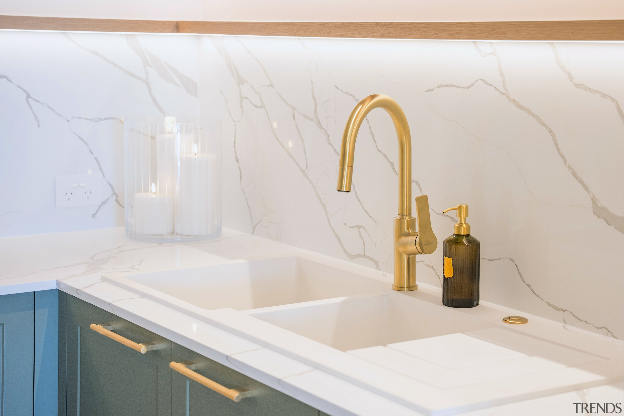 Dual sink in the large, well-equipped scullery. 