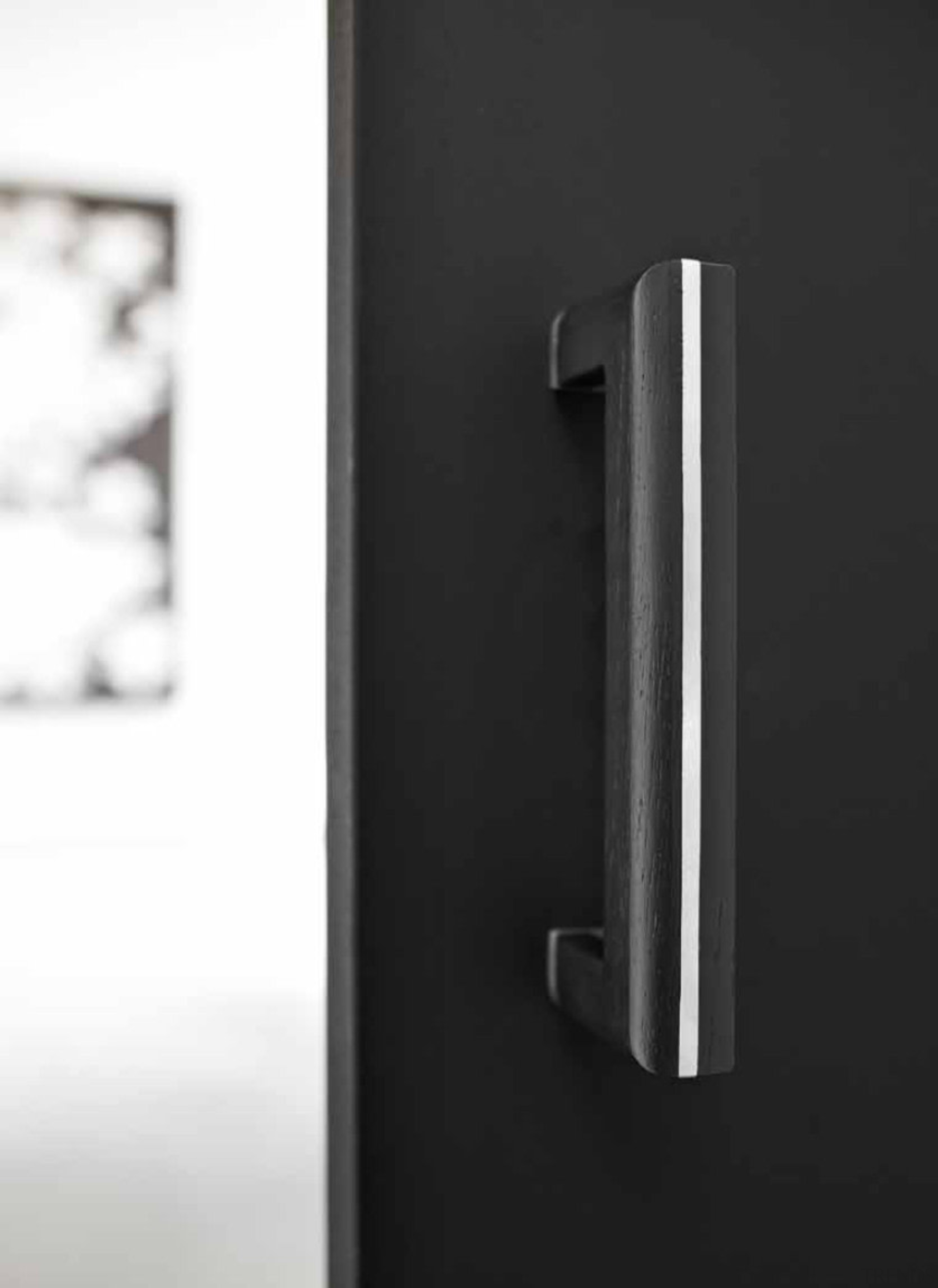 PB22/160 - Solid Pull Handle. Satin Stainless Steel/Oak door handle, product design, black, white