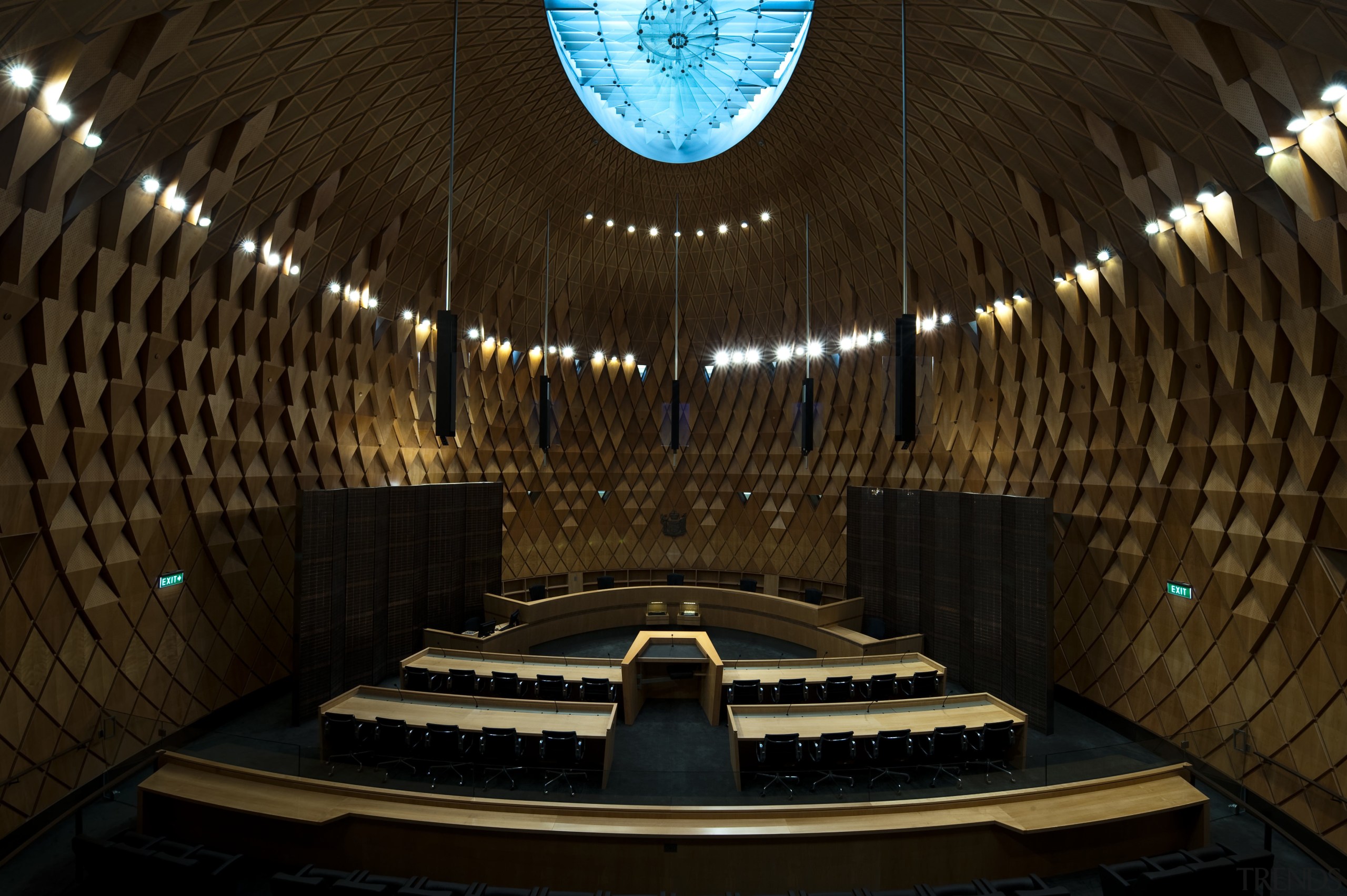 Supreme Court of New Zealand, Wellington - Supreme auditorium, lighting, performing arts center, symmetry, theatre, brown, black