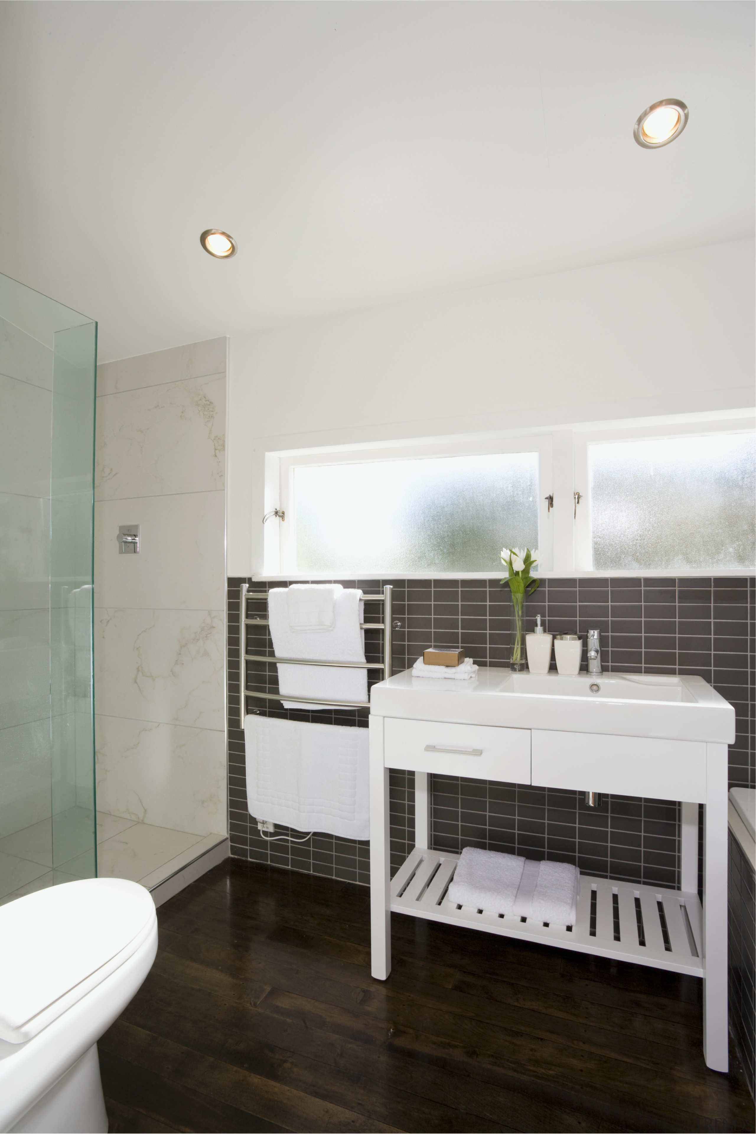 Image of a bathroom designed by Yellow Fox architecture, bathroom, daylighting, floor, flooring, home, interior design, product, real estate, room, sink, white