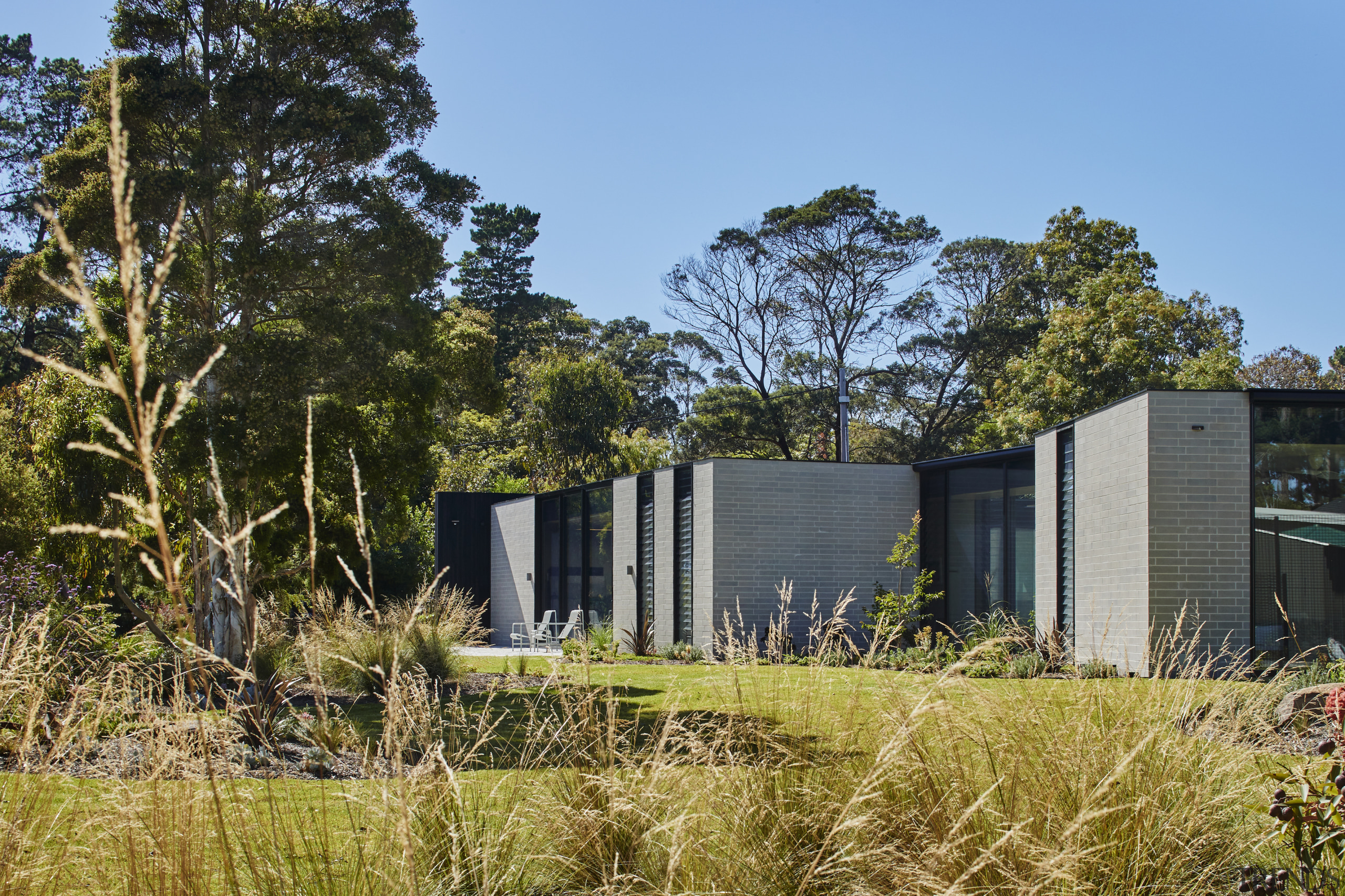 The rear of the home with the master 