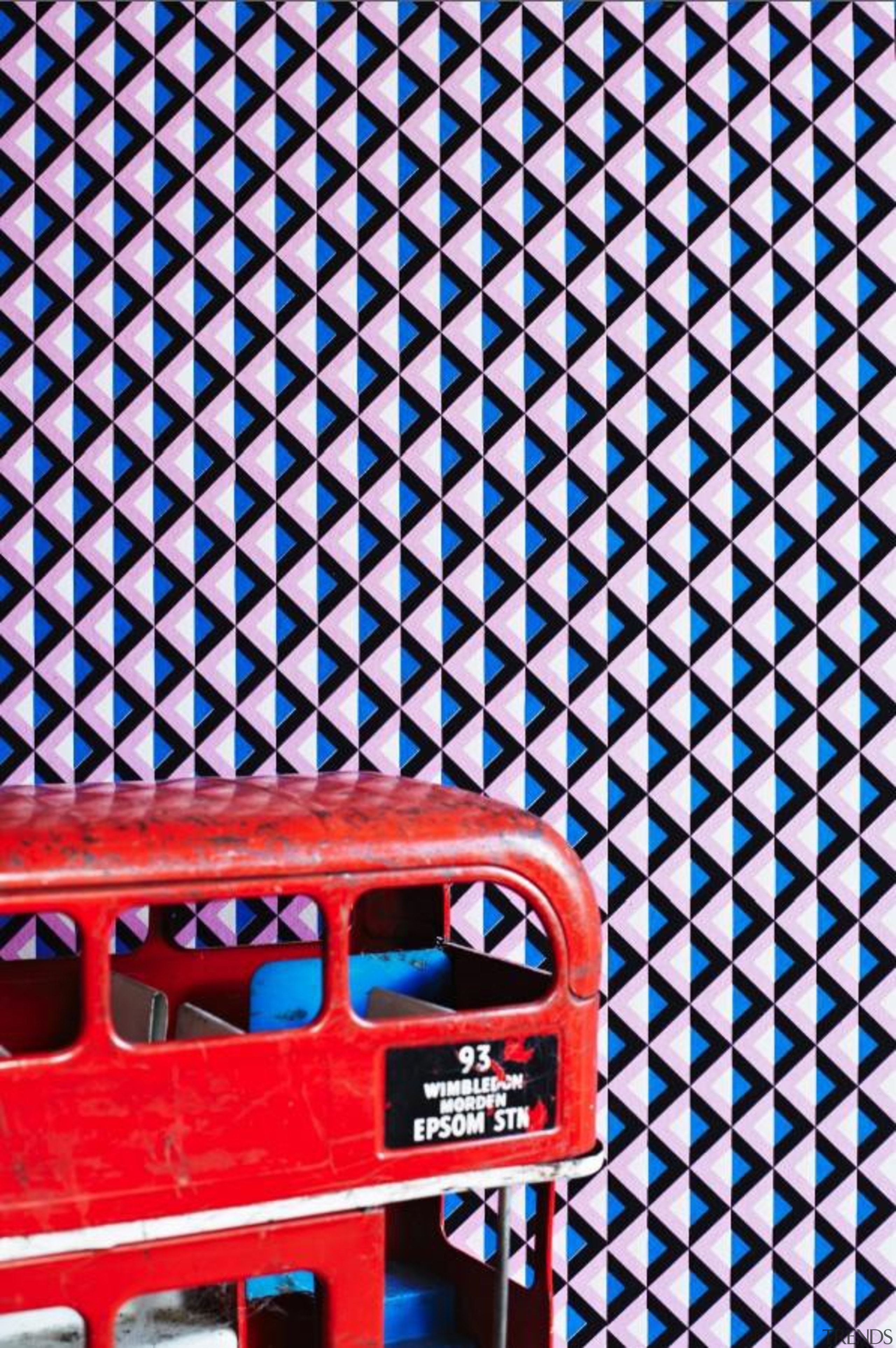Eley Kishimoto Hand-Printed Wallpaper Collection - Eley Kishimoto blue, design, font, line, mesh, pattern, red, text