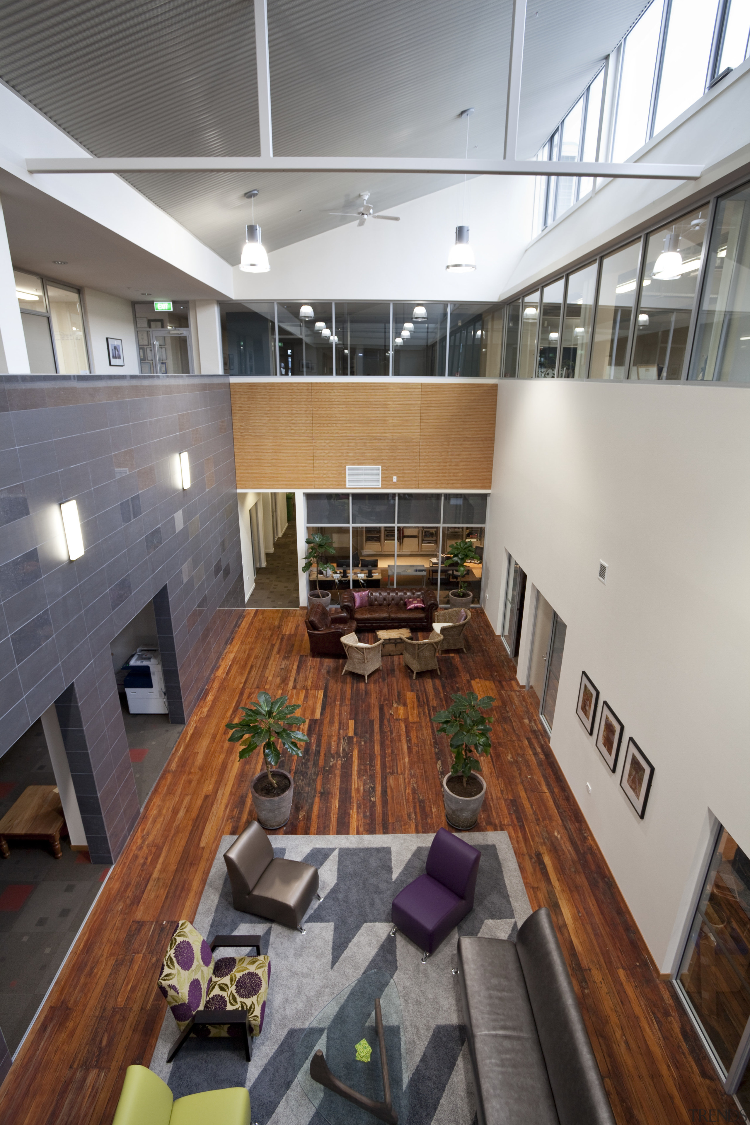 View of the interior of the Nautral History apartment, architecture, ceiling, daylighting, house, interior design, lobby, loft, gray